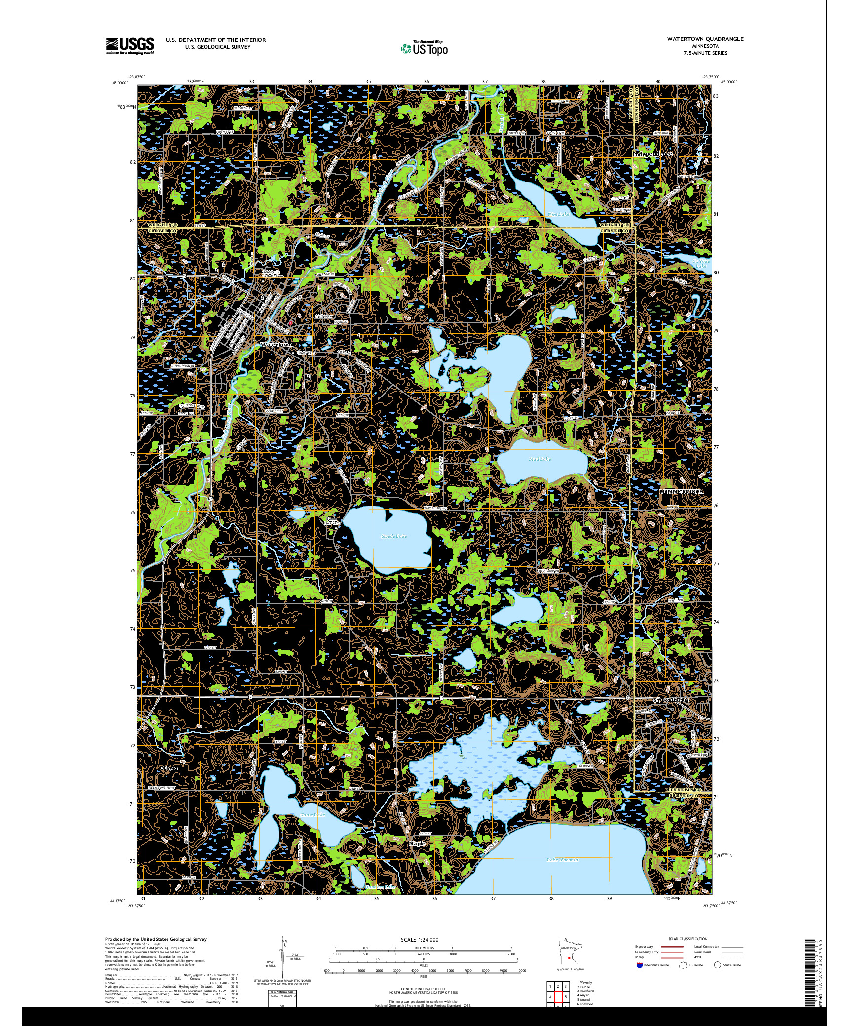 USGS US TOPO 7.5-MINUTE MAP FOR WATERTOWN, MN 2019