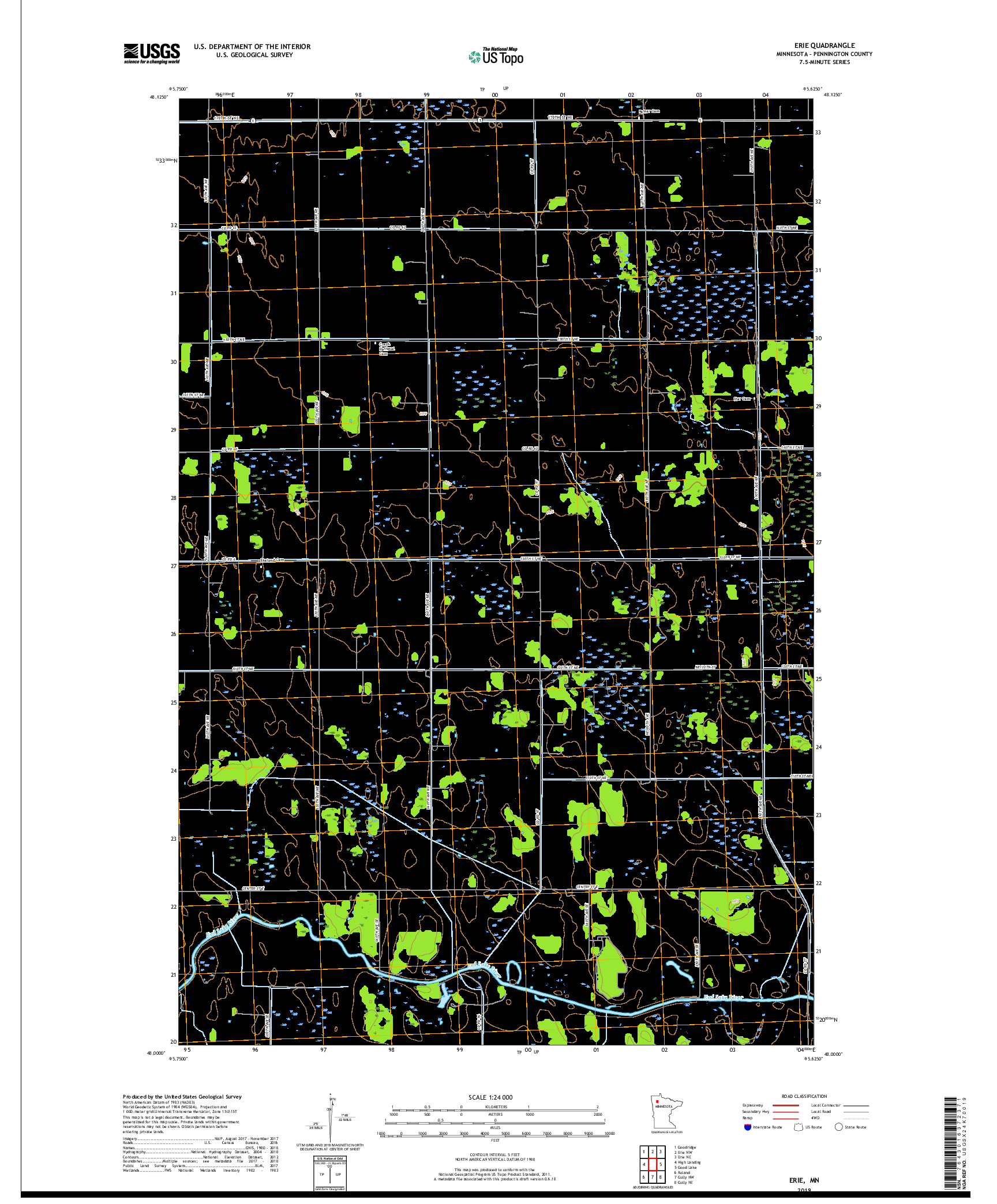 USGS US TOPO 7.5-MINUTE MAP FOR ERIE, MN 2019