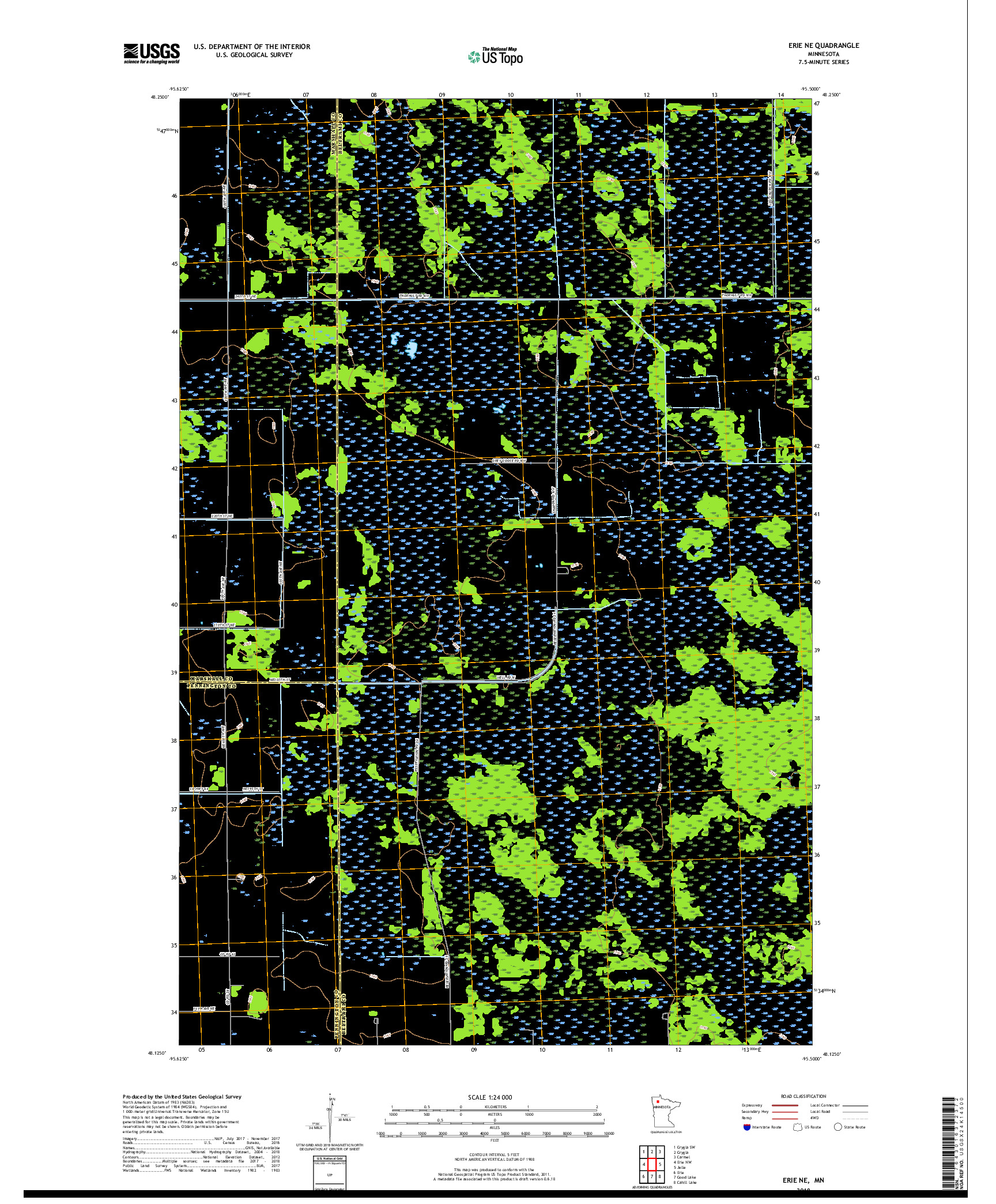 USGS US TOPO 7.5-MINUTE MAP FOR ERIE NE, MN 2019