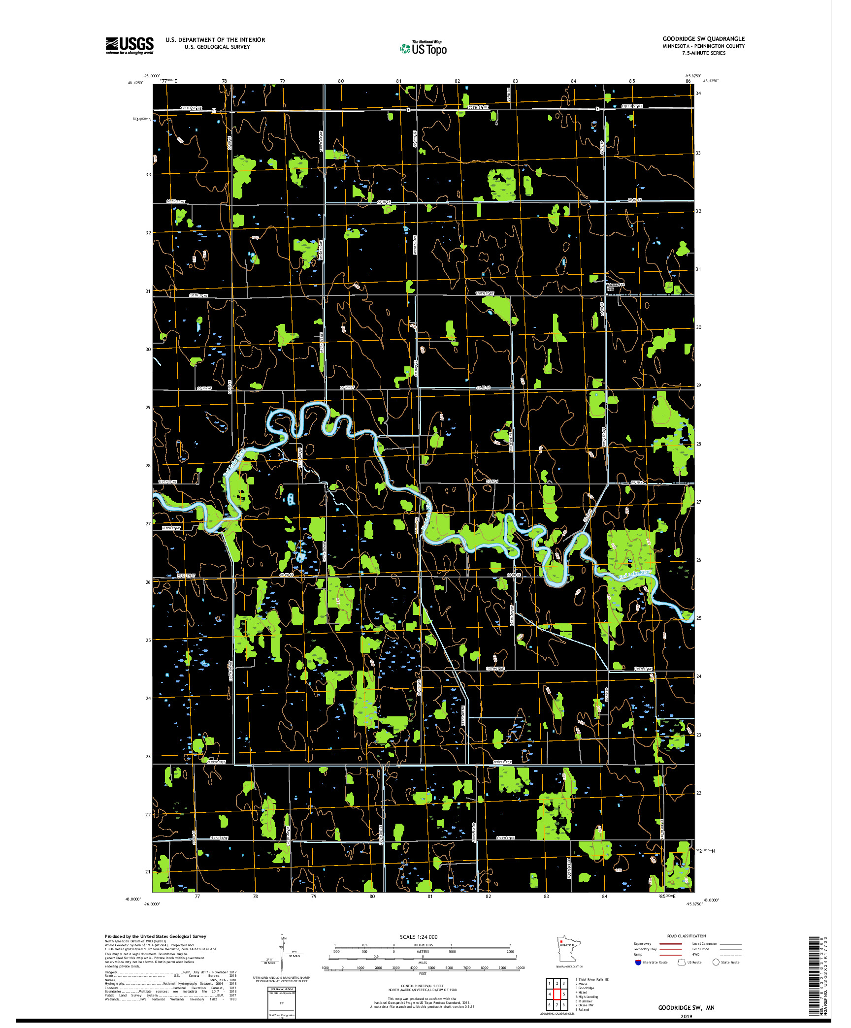 USGS US TOPO 7.5-MINUTE MAP FOR GOODRIDGE SW, MN 2019