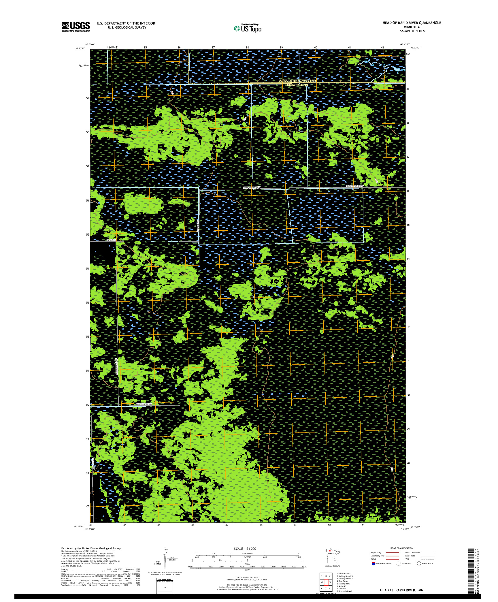 USGS US TOPO 7.5-MINUTE MAP FOR HEAD OF RAPID RIVER, MN 2019