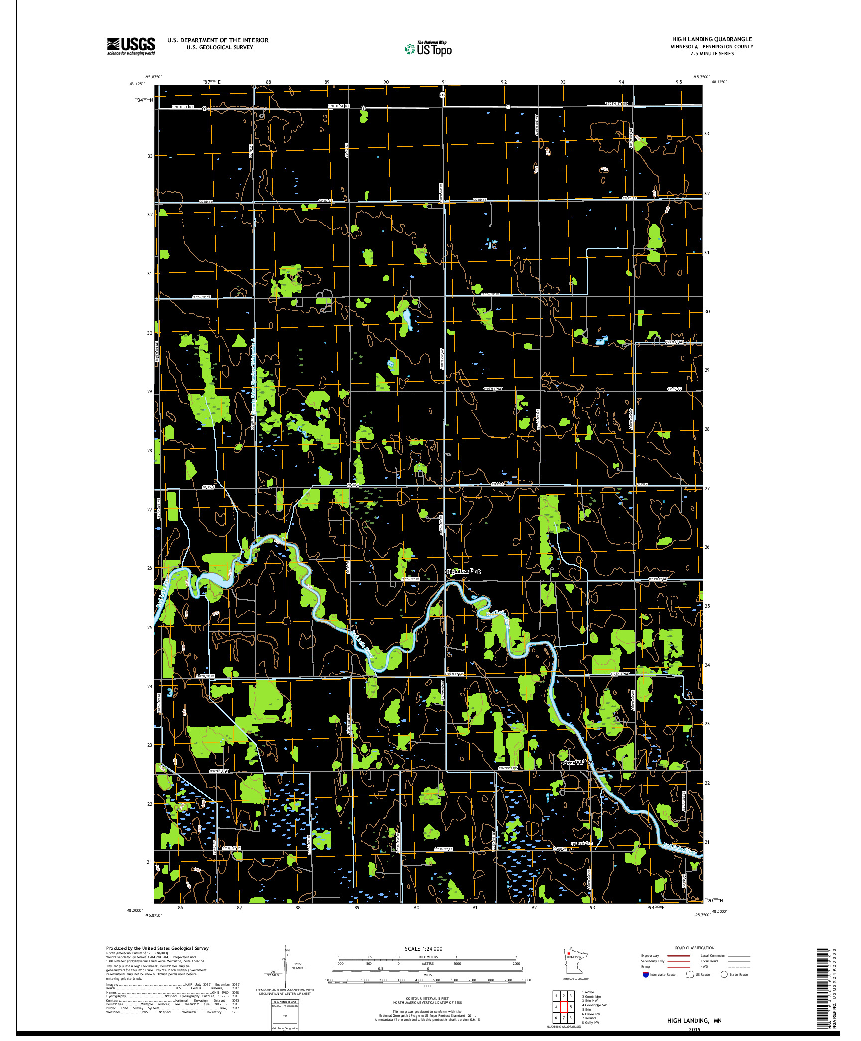 USGS US TOPO 7.5-MINUTE MAP FOR HIGH LANDING, MN 2019