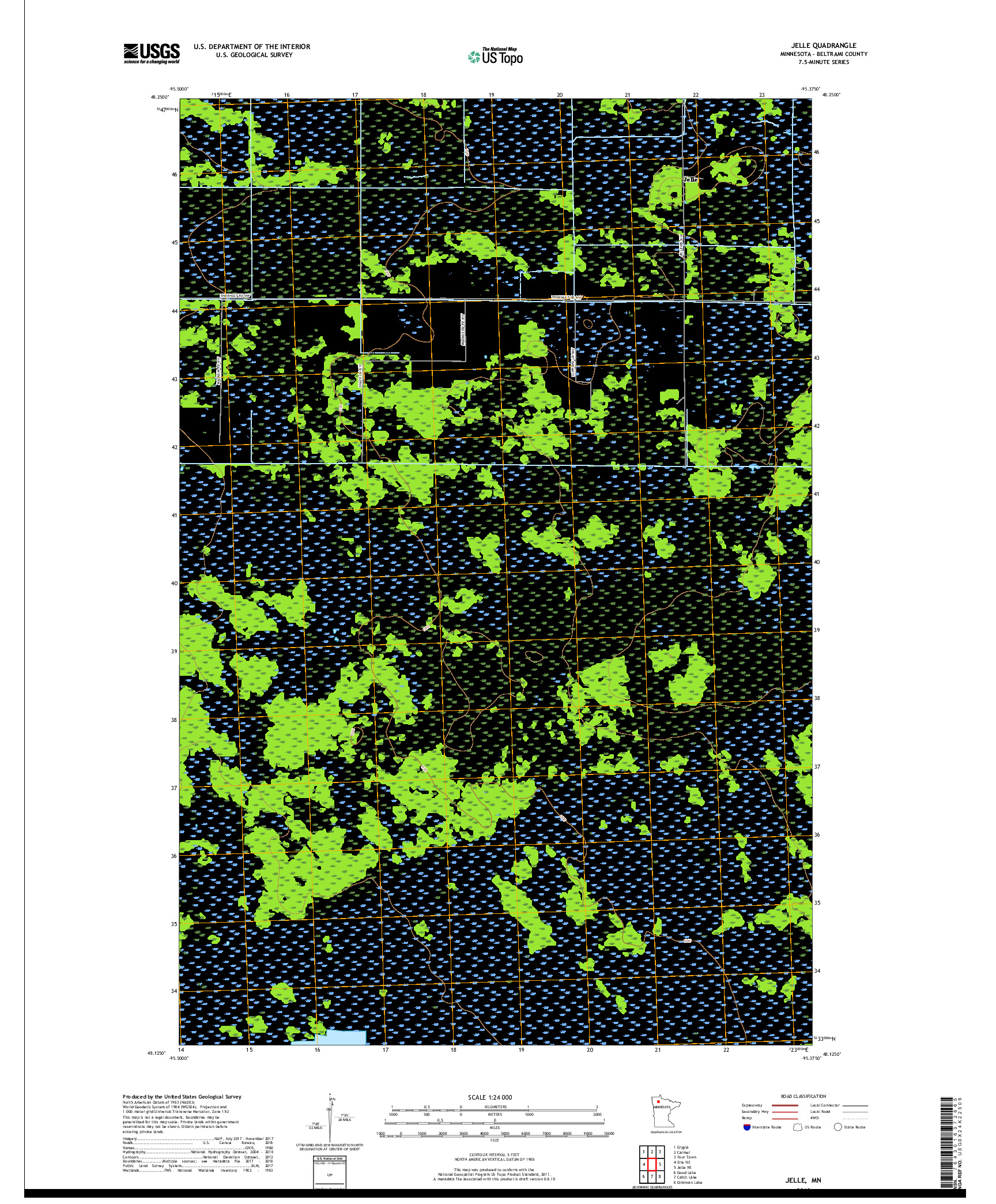 USGS US TOPO 7.5-MINUTE MAP FOR JELLE, MN 2019