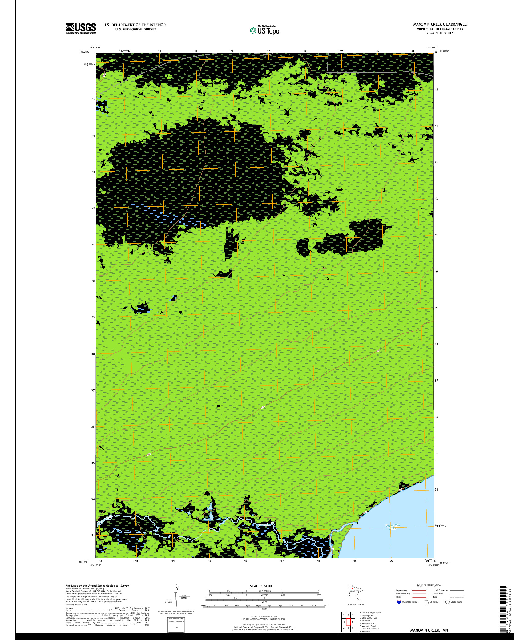 USGS US TOPO 7.5-MINUTE MAP FOR MANOMIN CREEK, MN 2019