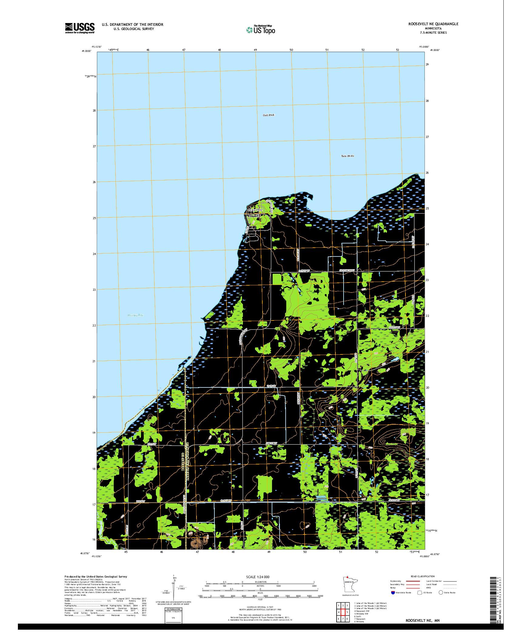 USGS US TOPO 7.5-MINUTE MAP FOR ROOSEVELT NE, MN 2019