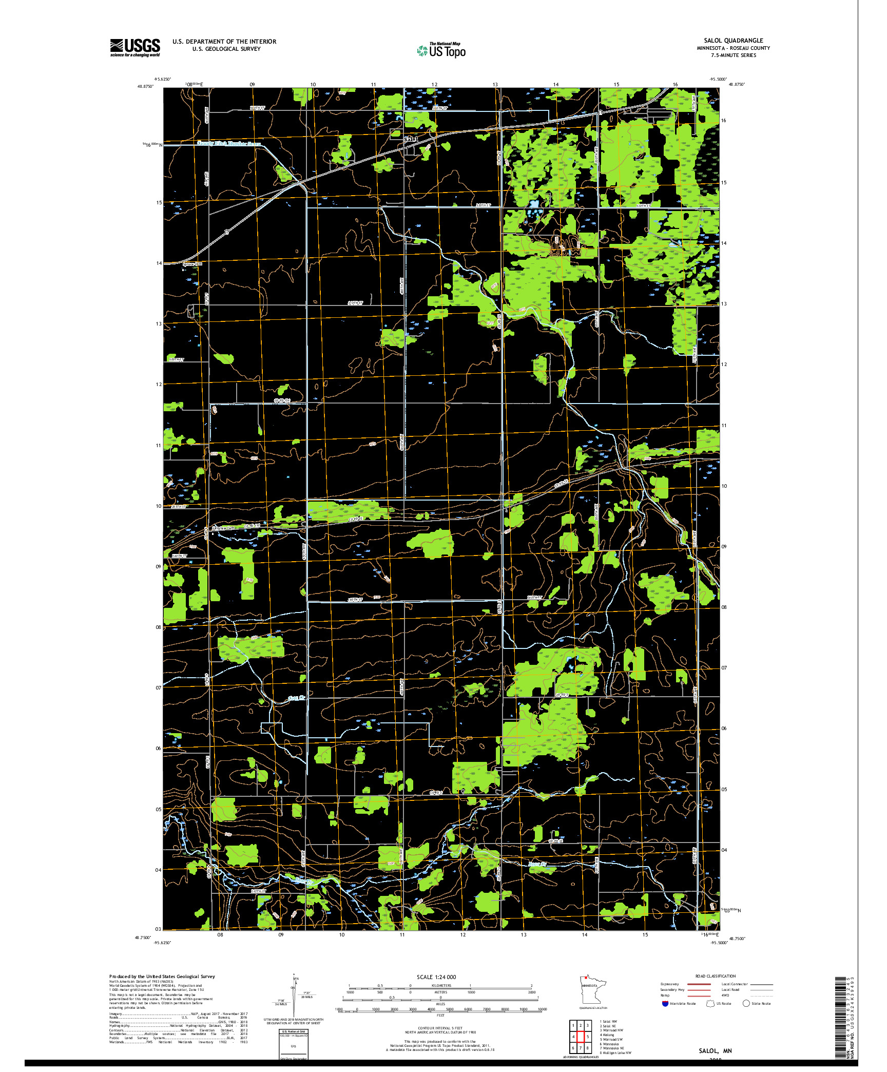 USGS US TOPO 7.5-MINUTE MAP FOR SALOL, MN 2019