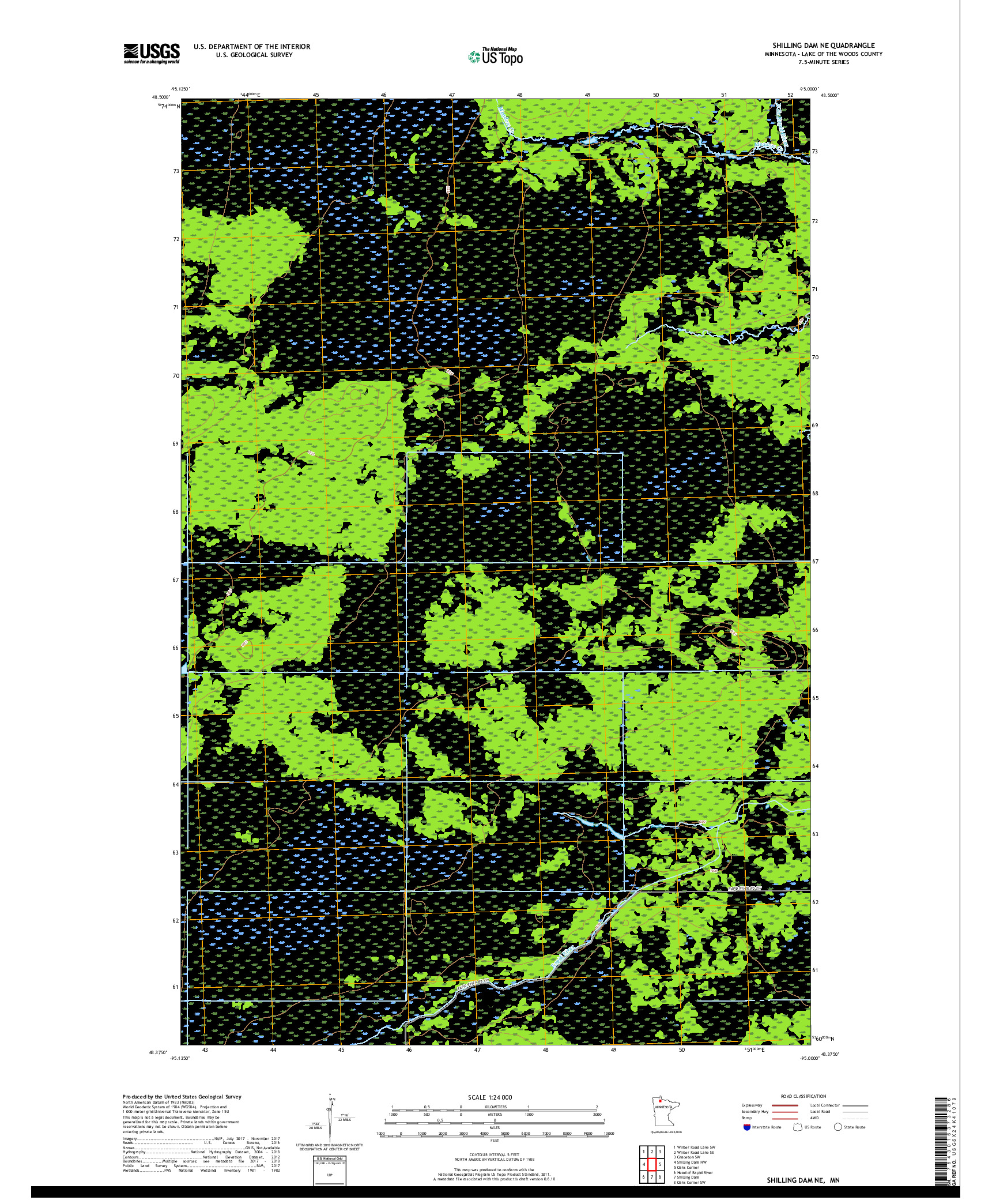 USGS US TOPO 7.5-MINUTE MAP FOR SHILLING DAM NE, MN 2019