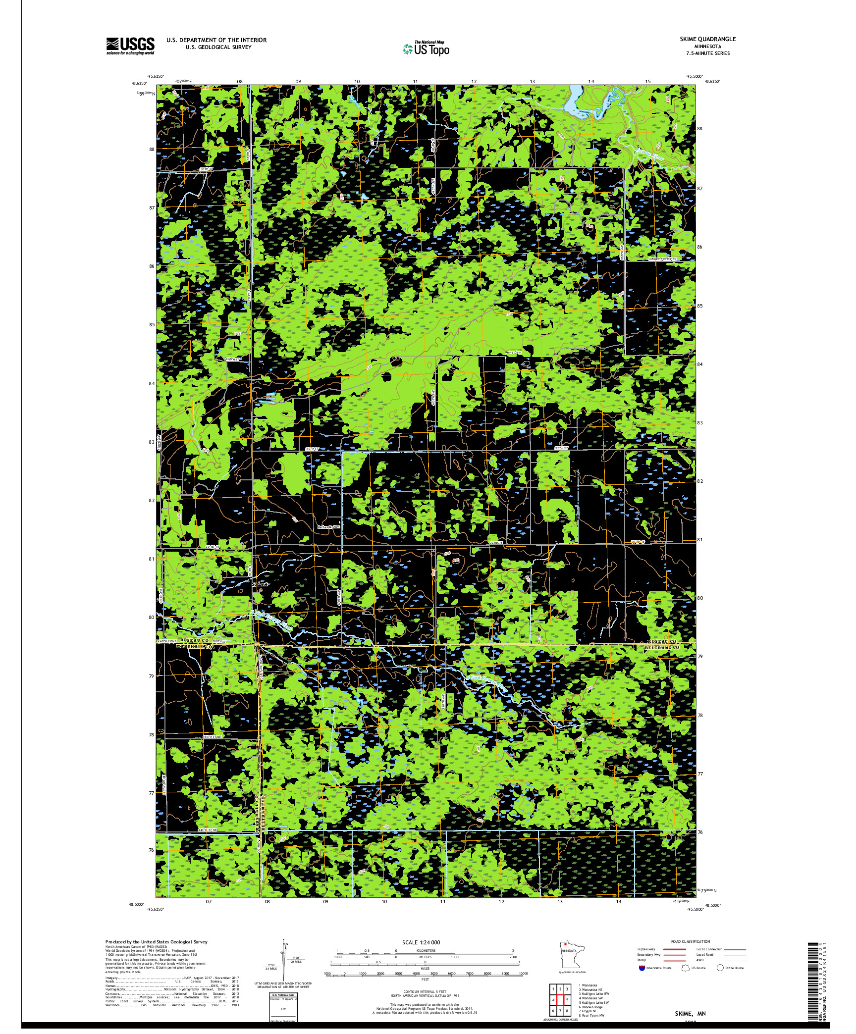 USGS US TOPO 7.5-MINUTE MAP FOR SKIME, MN 2019