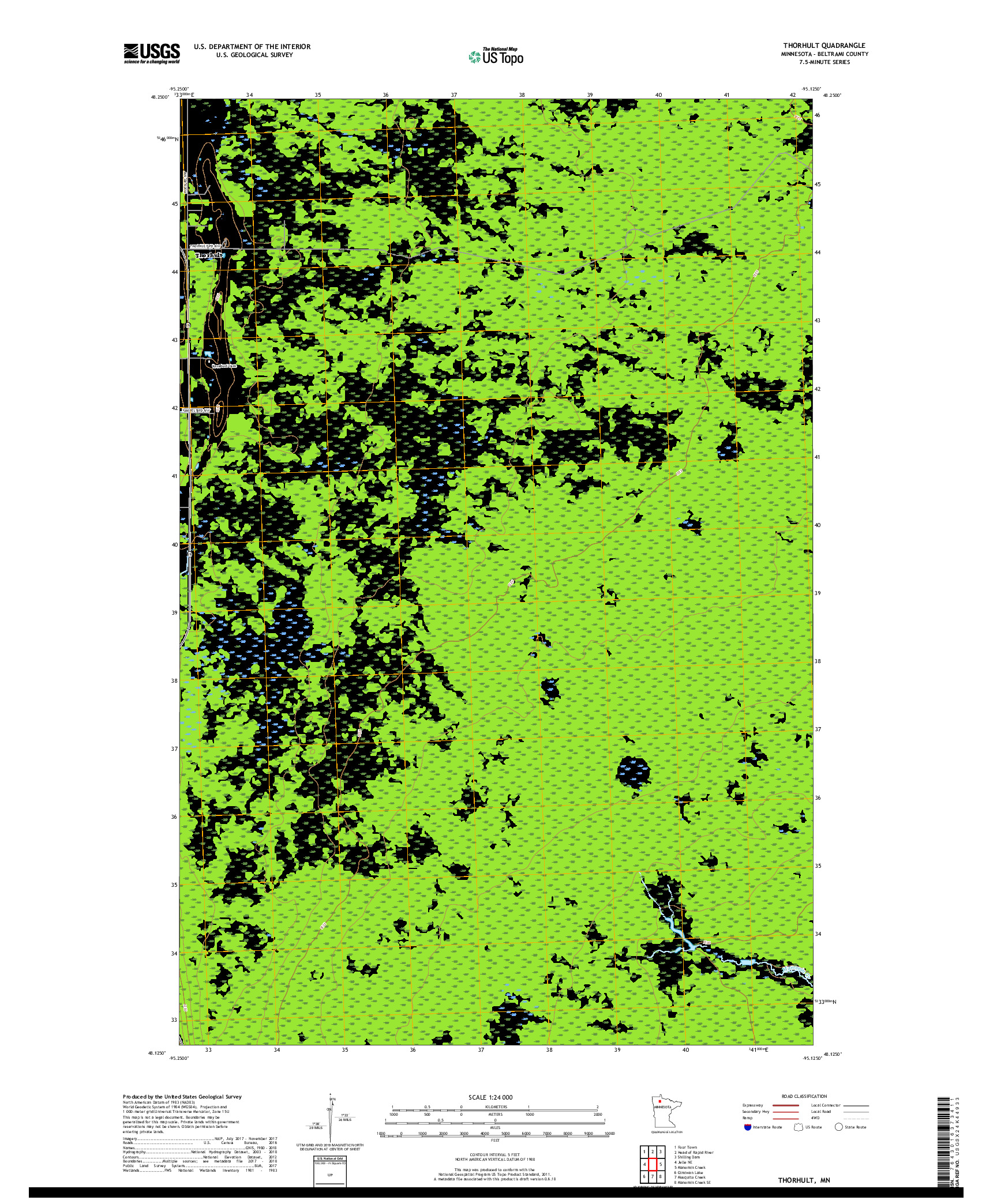 USGS US TOPO 7.5-MINUTE MAP FOR THORHULT, MN 2019