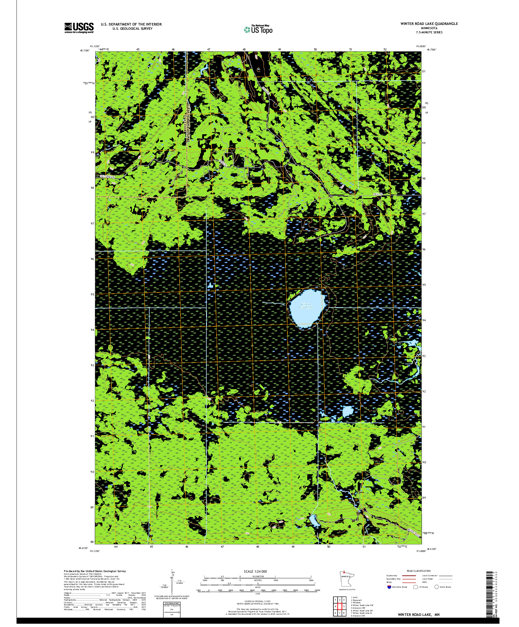 USGS US TOPO 7.5-MINUTE MAP FOR WINTER ROAD LAKE, MN 2019