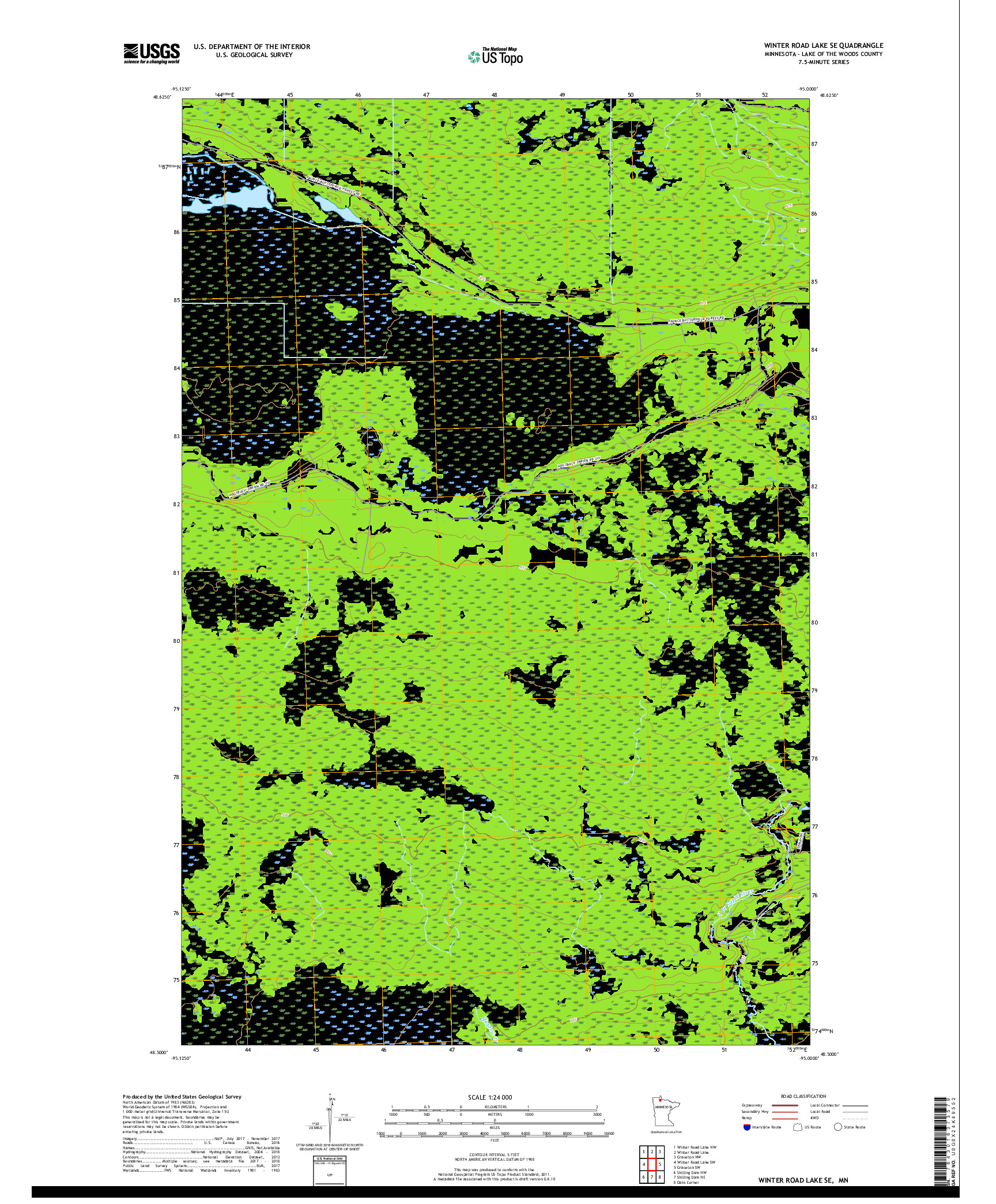 USGS US TOPO 7.5-MINUTE MAP FOR WINTER ROAD LAKE SE, MN 2019