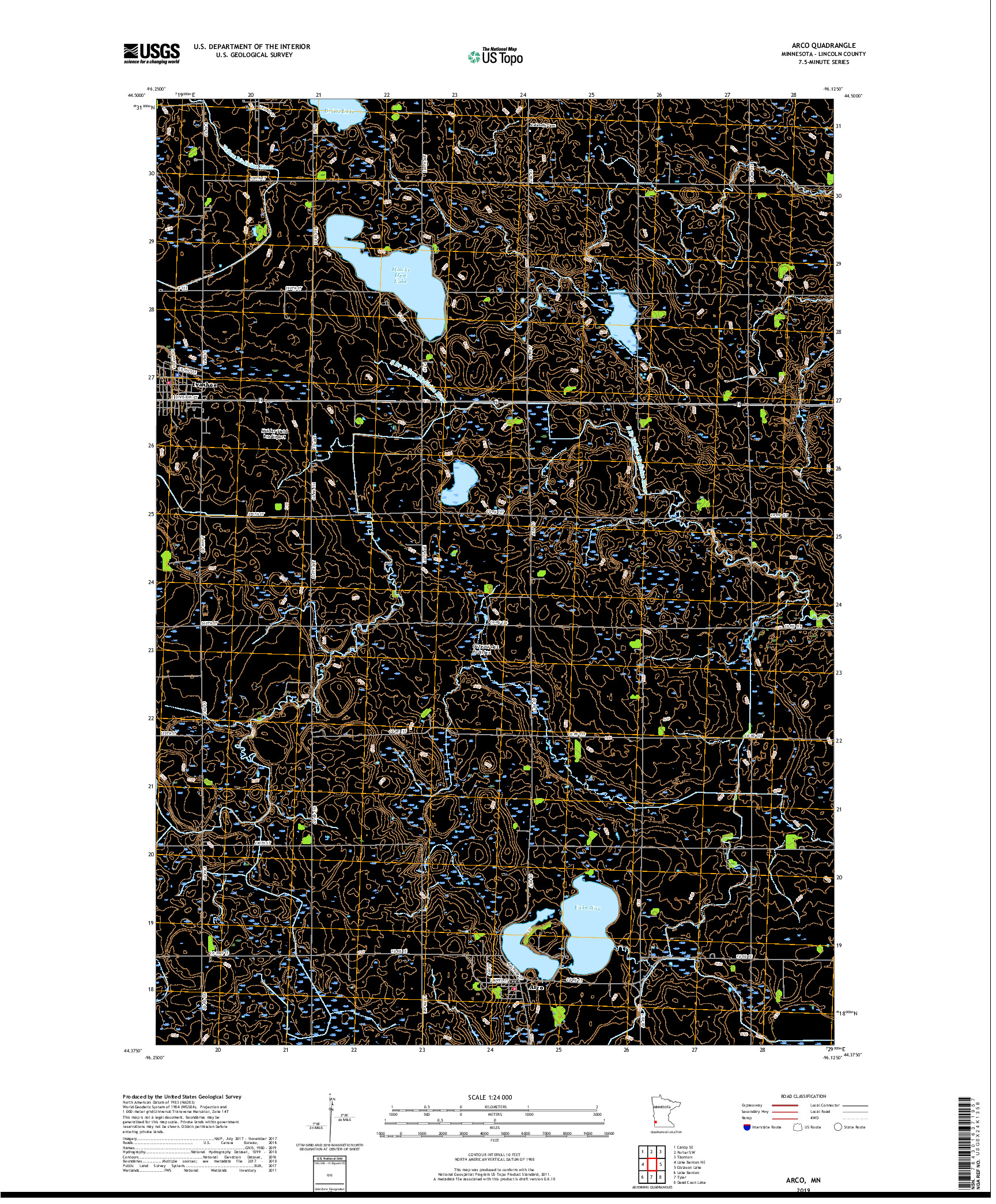 USGS US TOPO 7.5-MINUTE MAP FOR ARCO, MN 2019