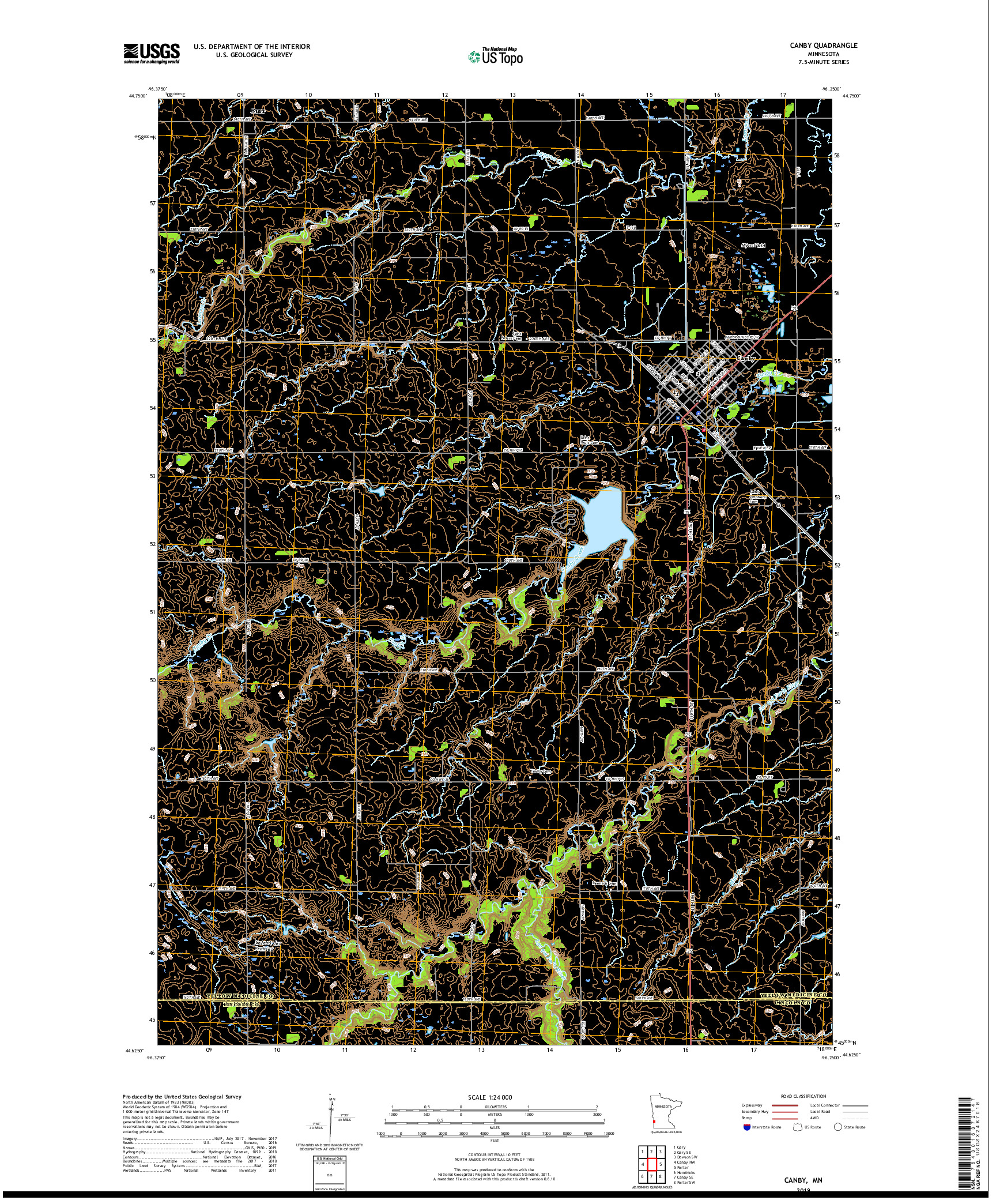 USGS US TOPO 7.5-MINUTE MAP FOR CANBY, MN 2019