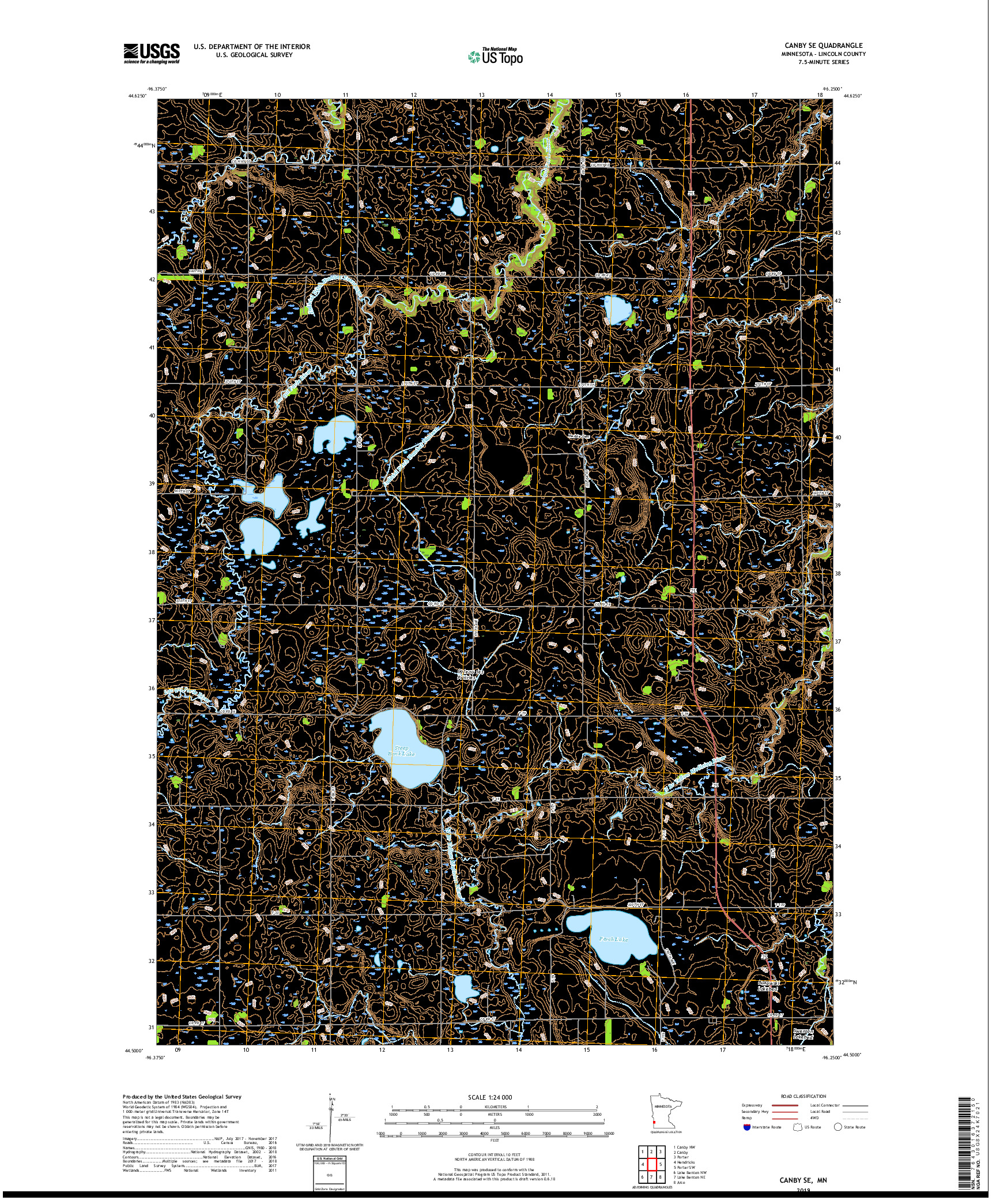 USGS US TOPO 7.5-MINUTE MAP FOR CANBY SE, MN 2019