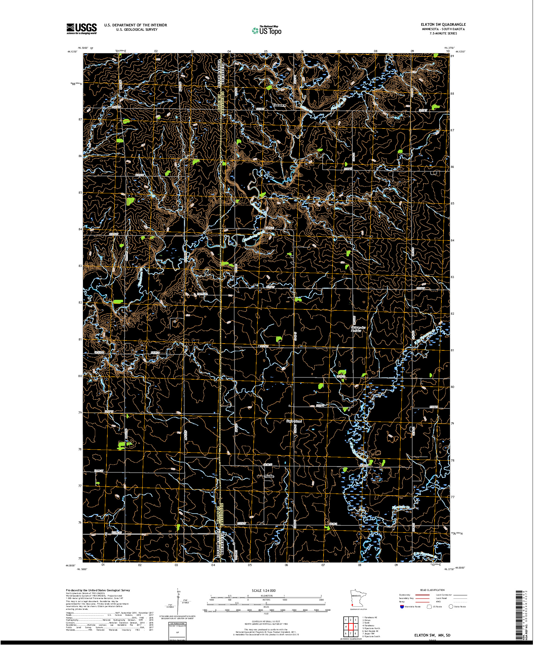 USGS US TOPO 7.5-MINUTE MAP FOR ELKTON SW, MN,SD 2019