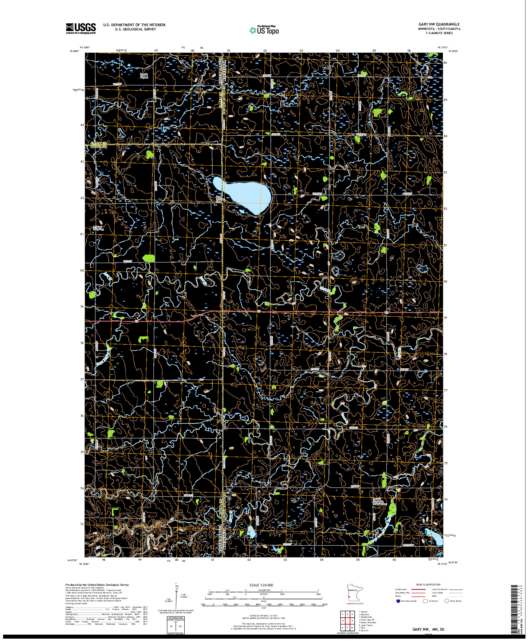 USGS US TOPO 7.5-MINUTE MAP FOR GARY NW, MN,SD 2019
