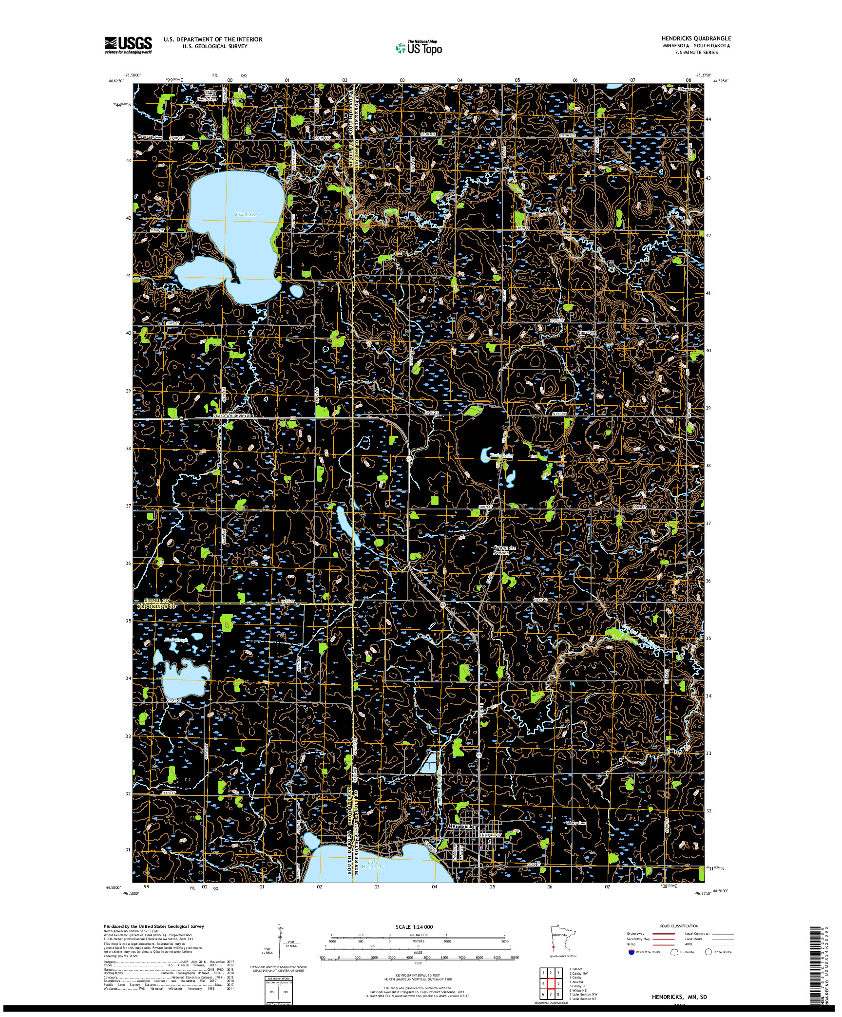 USGS US TOPO 7.5-MINUTE MAP FOR HENDRICKS, MN,SD 2019