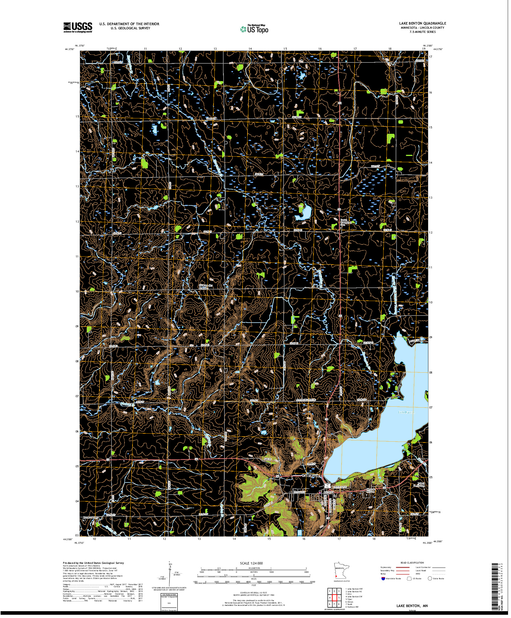 USGS US TOPO 7.5-MINUTE MAP FOR LAKE BENTON, MN 2019
