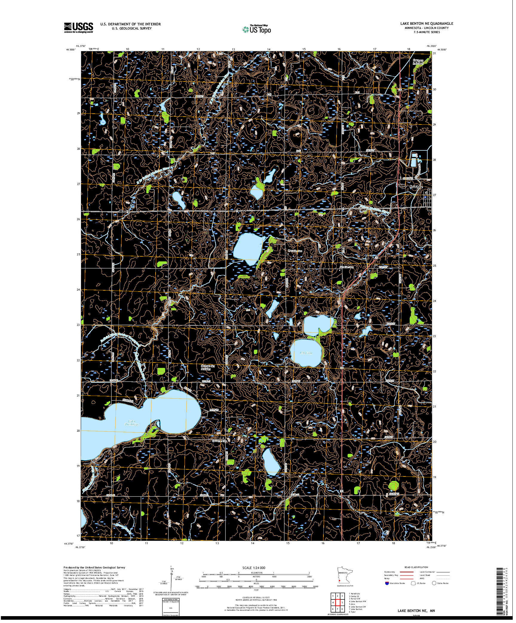 USGS US TOPO 7.5-MINUTE MAP FOR LAKE BENTON NE, MN 2019