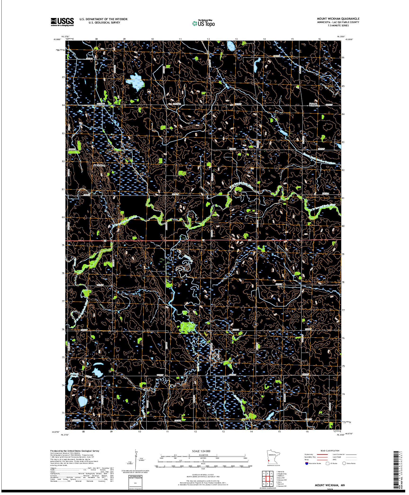 USGS US TOPO 7.5-MINUTE MAP FOR MOUNT WICKHAM, MN 2019