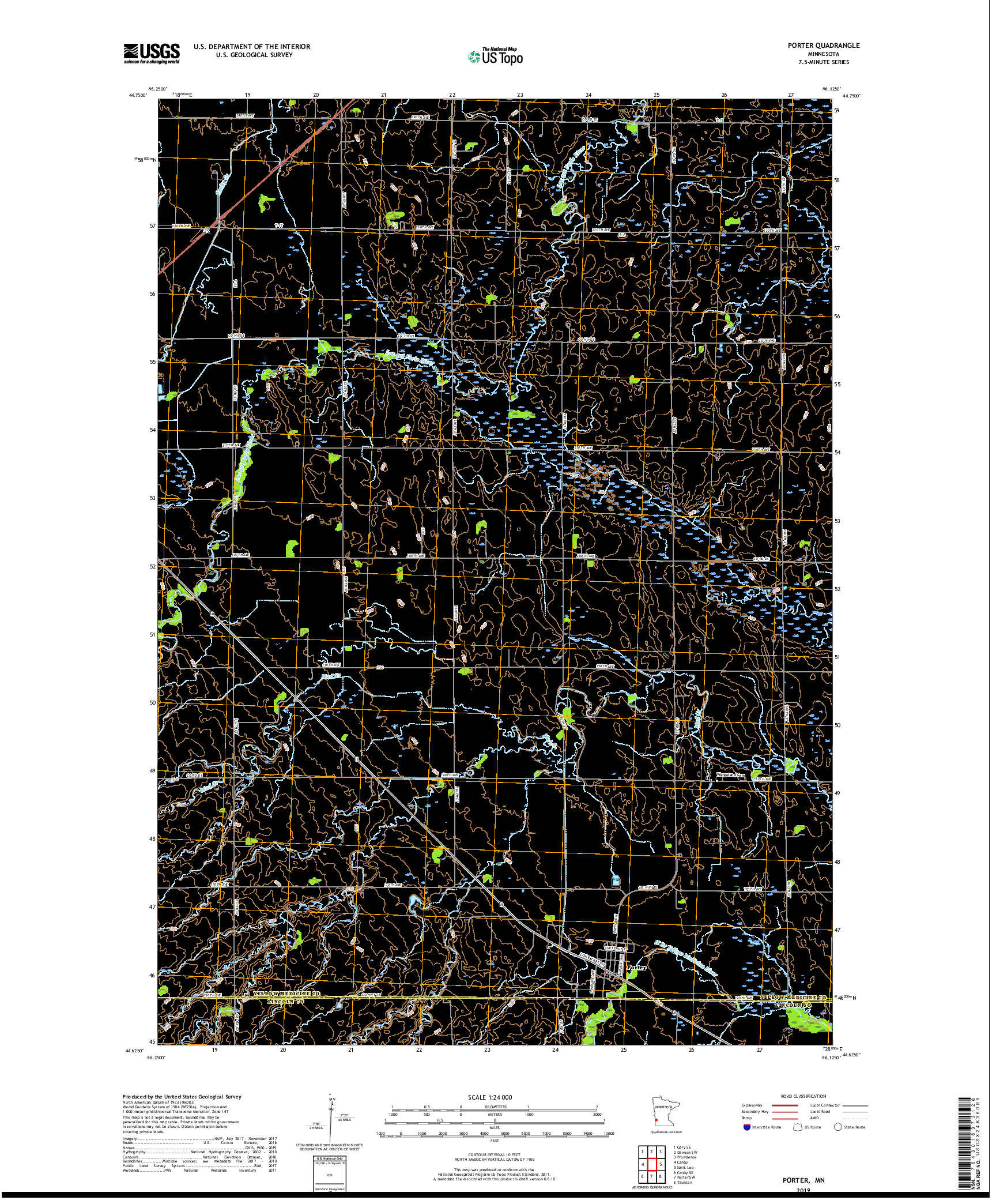 USGS US TOPO 7.5-MINUTE MAP FOR PORTER, MN 2019