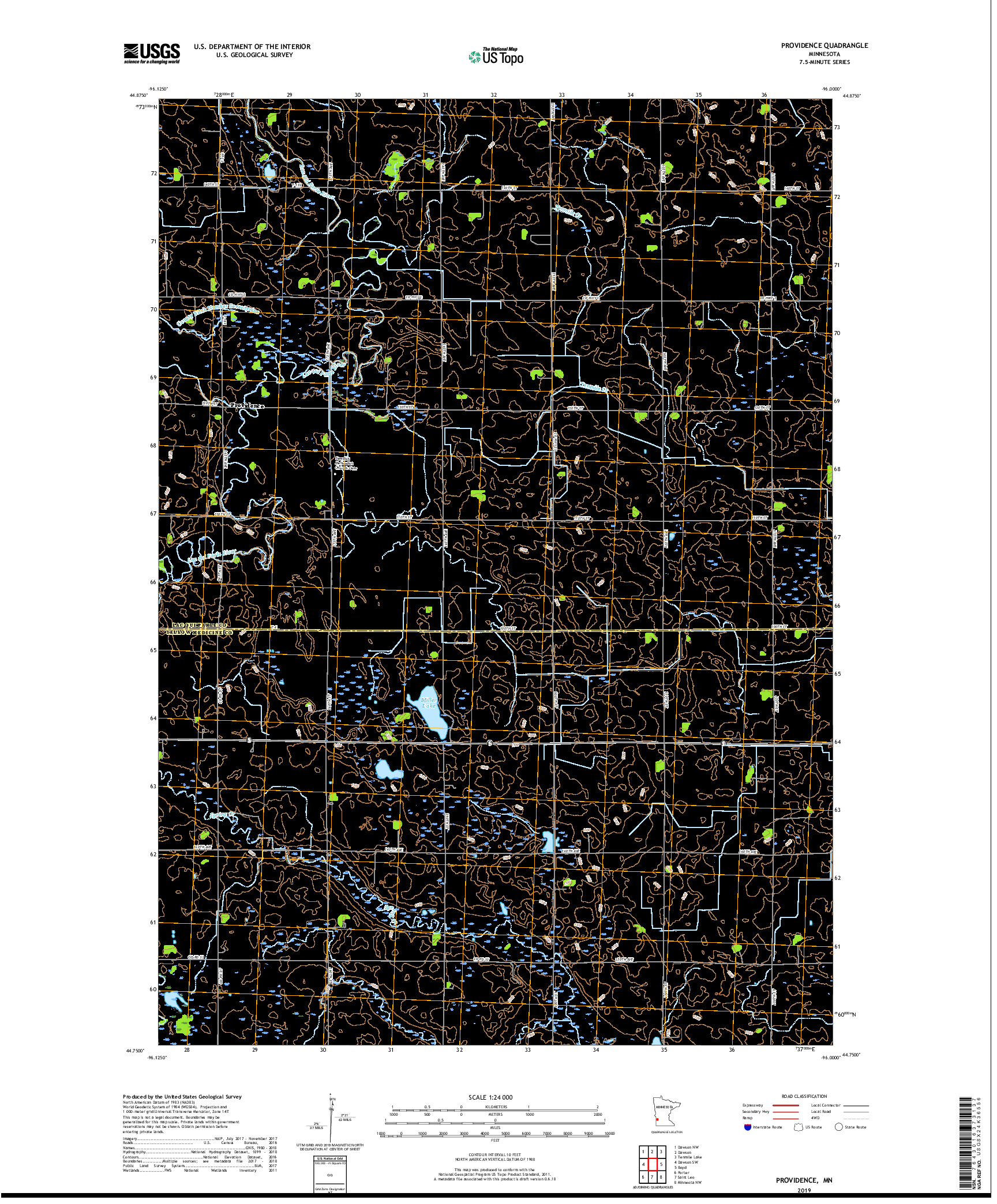 USGS US TOPO 7.5-MINUTE MAP FOR PROVIDENCE, MN 2019