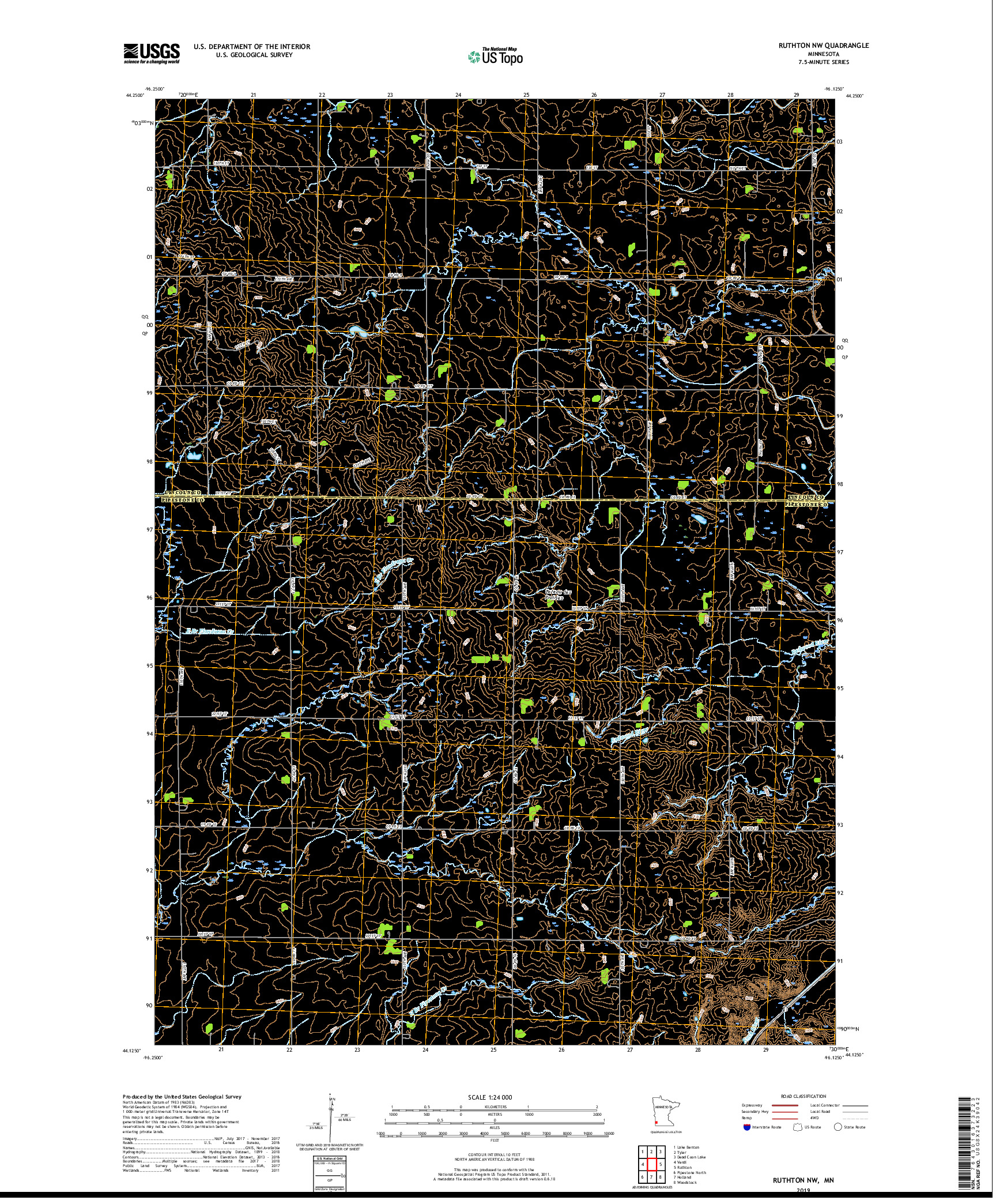 USGS US TOPO 7.5-MINUTE MAP FOR RUTHTON NW, MN 2019