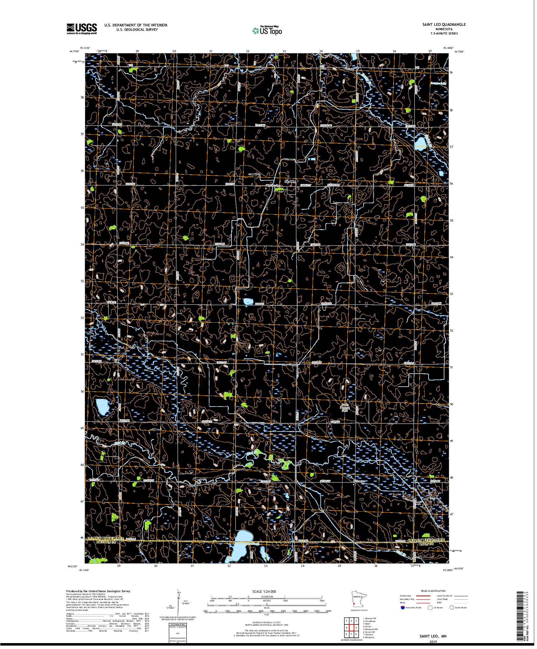 USGS US TOPO 7.5-MINUTE MAP FOR SAINT LEO, MN 2019