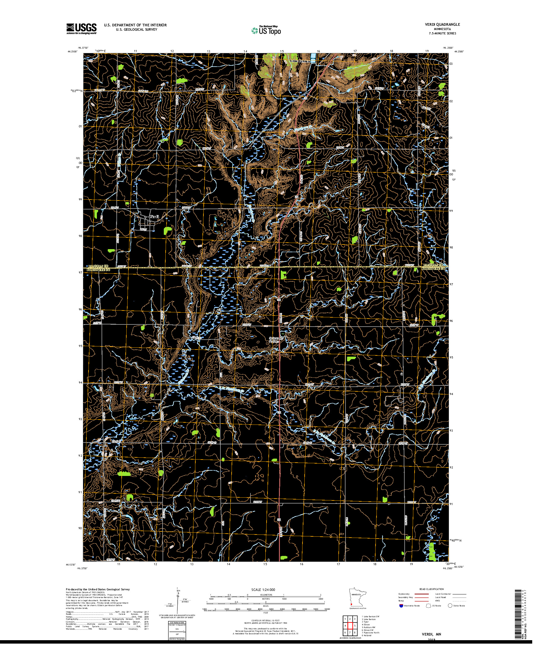 USGS US TOPO 7.5-MINUTE MAP FOR VERDI, MN 2019
