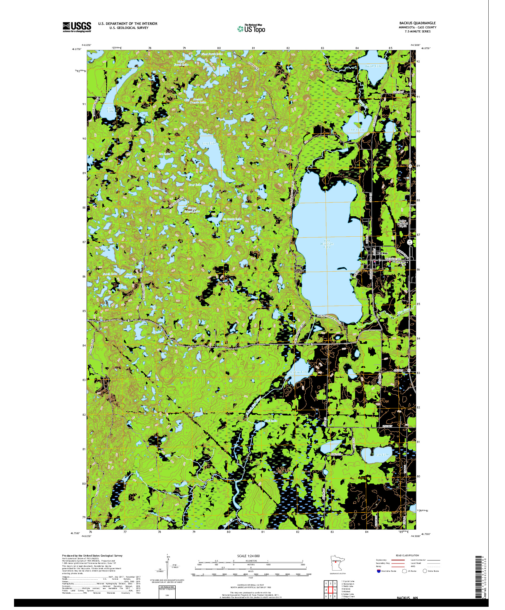USGS US TOPO 7.5-MINUTE MAP FOR BACKUS, MN 2019