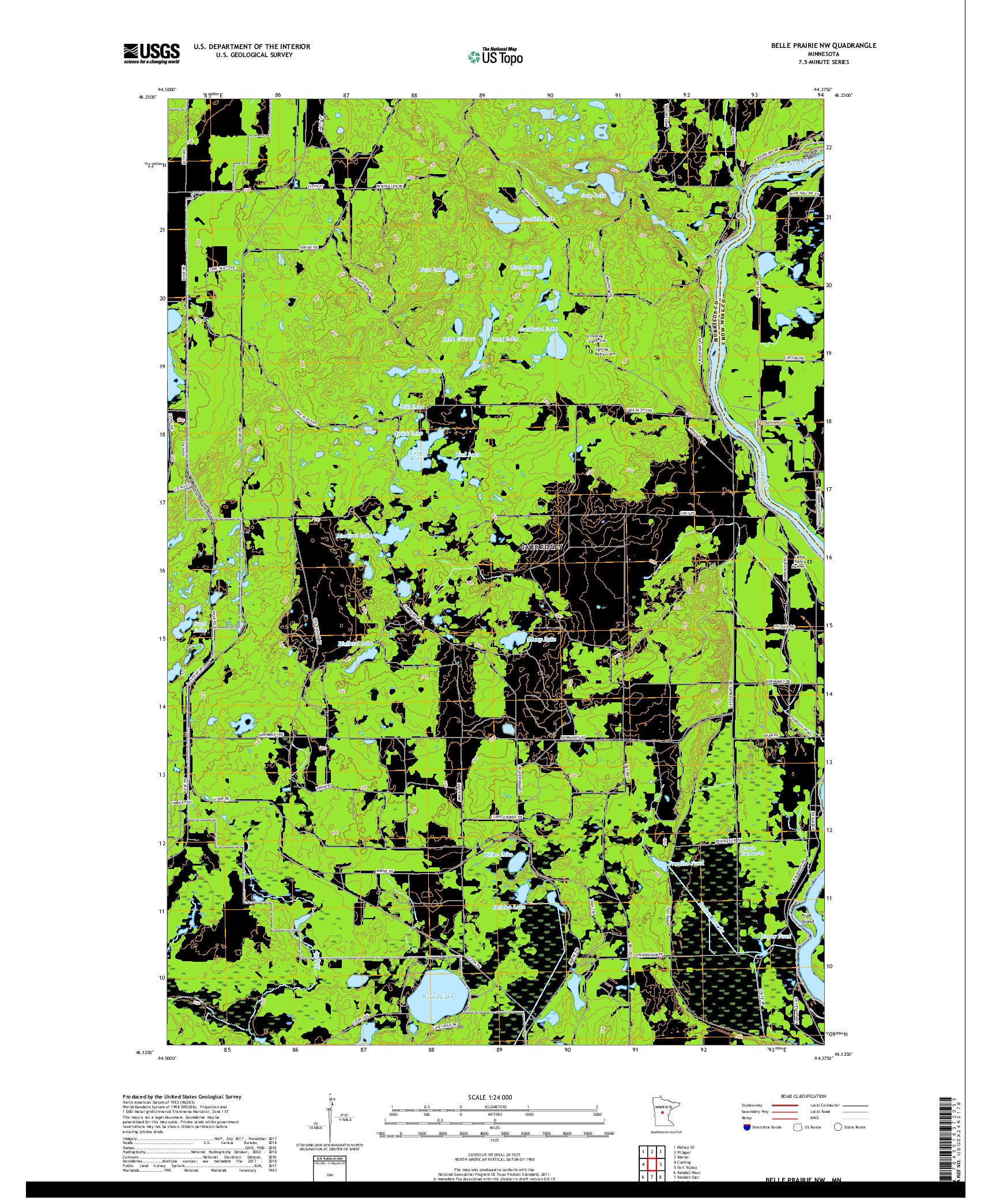 USGS US TOPO 7.5-MINUTE MAP FOR BELLE PRAIRIE NW, MN 2019