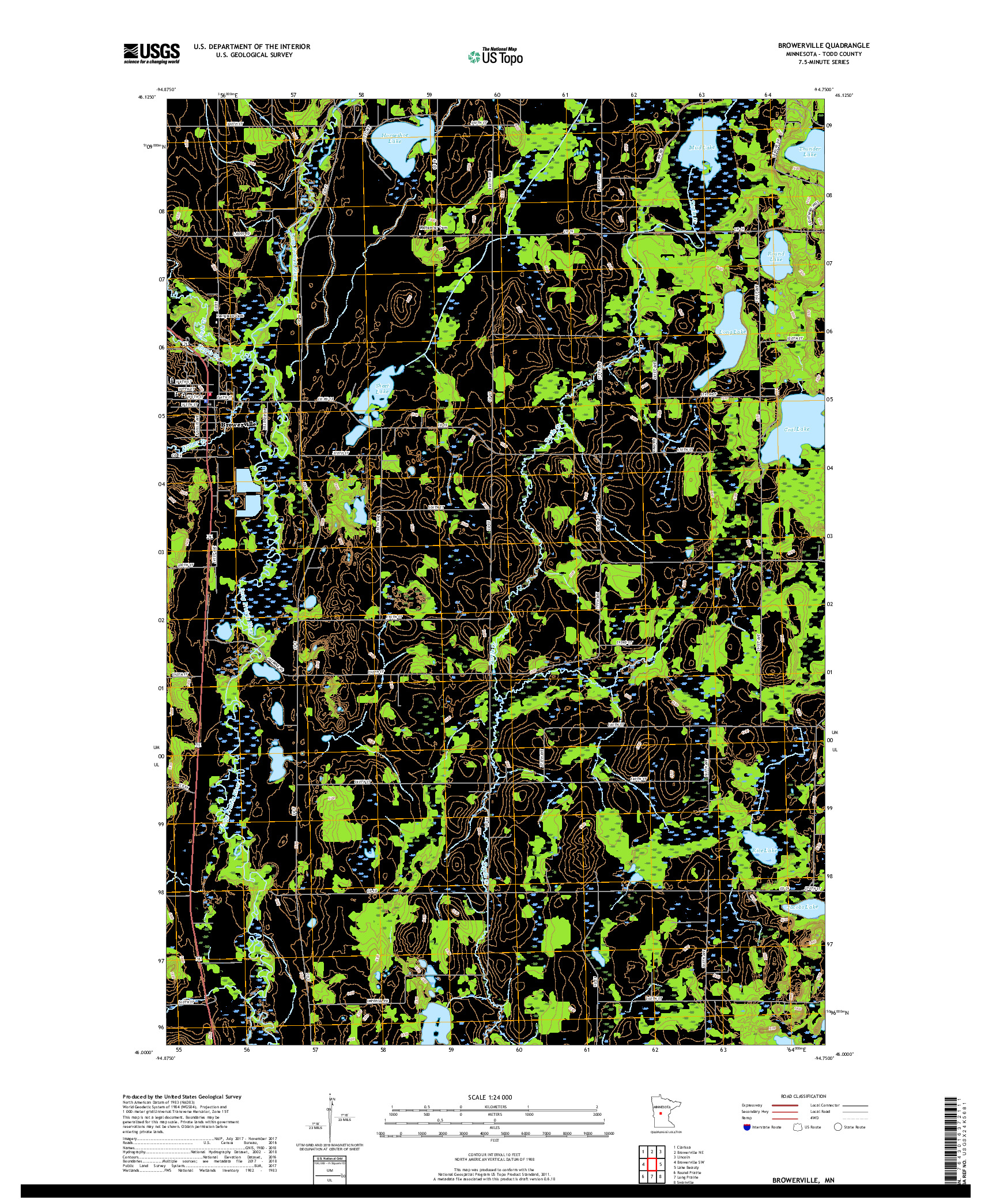 USGS US TOPO 7.5-MINUTE MAP FOR BROWERVILLE, MN 2019