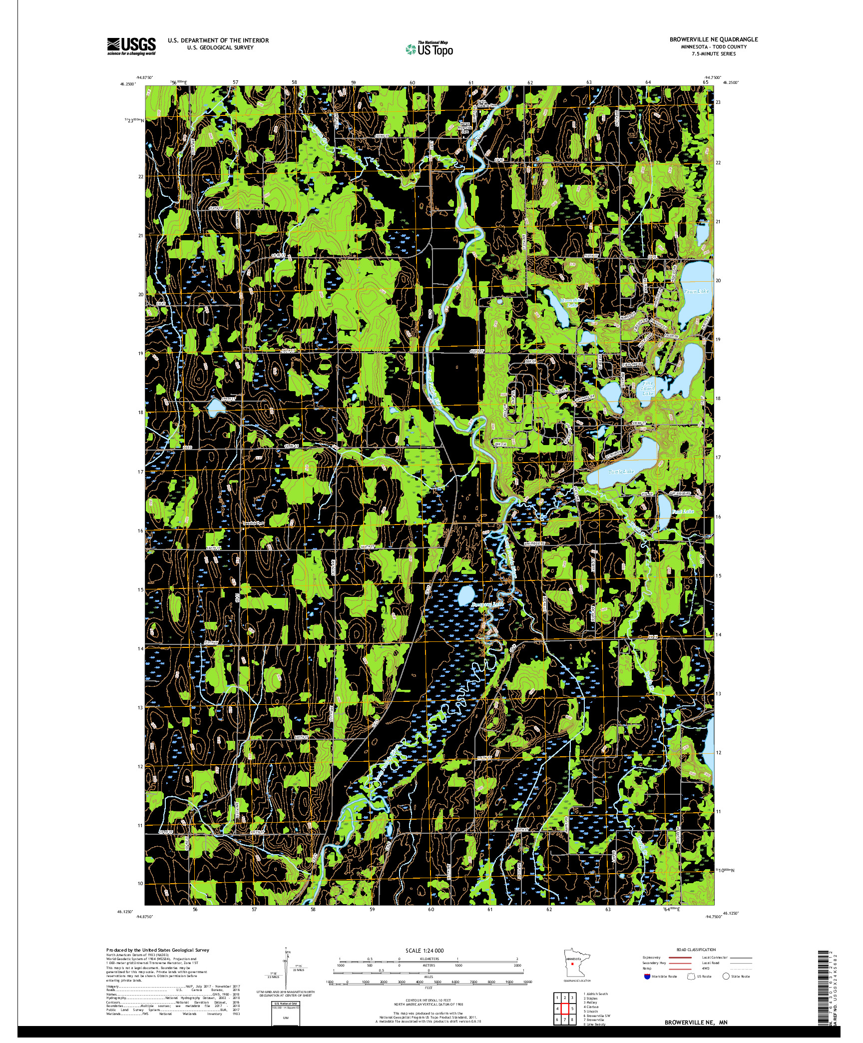 USGS US TOPO 7.5-MINUTE MAP FOR BROWERVILLE NE, MN 2019