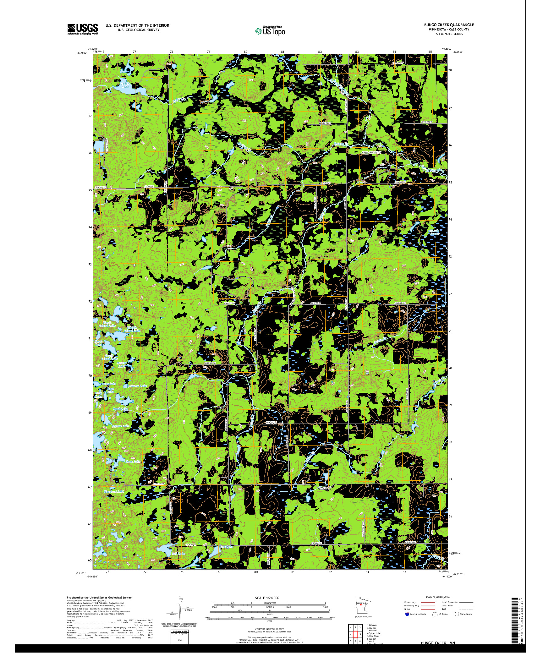 USGS US TOPO 7.5-MINUTE MAP FOR BUNGO CREEK, MN 2019