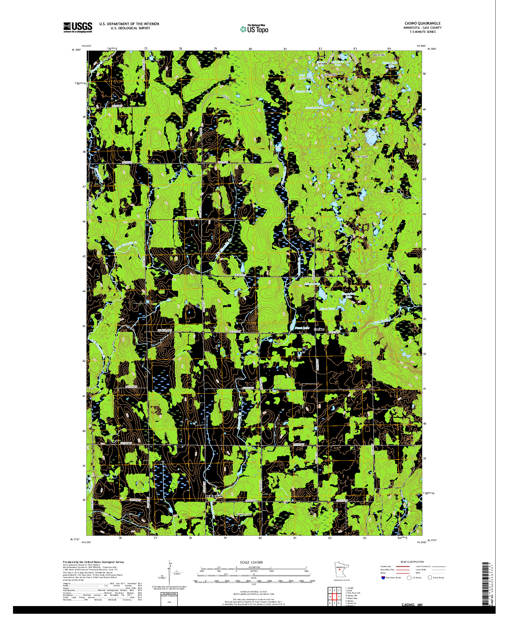 USGS US TOPO 7.5-MINUTE MAP FOR CASINO, MN 2019