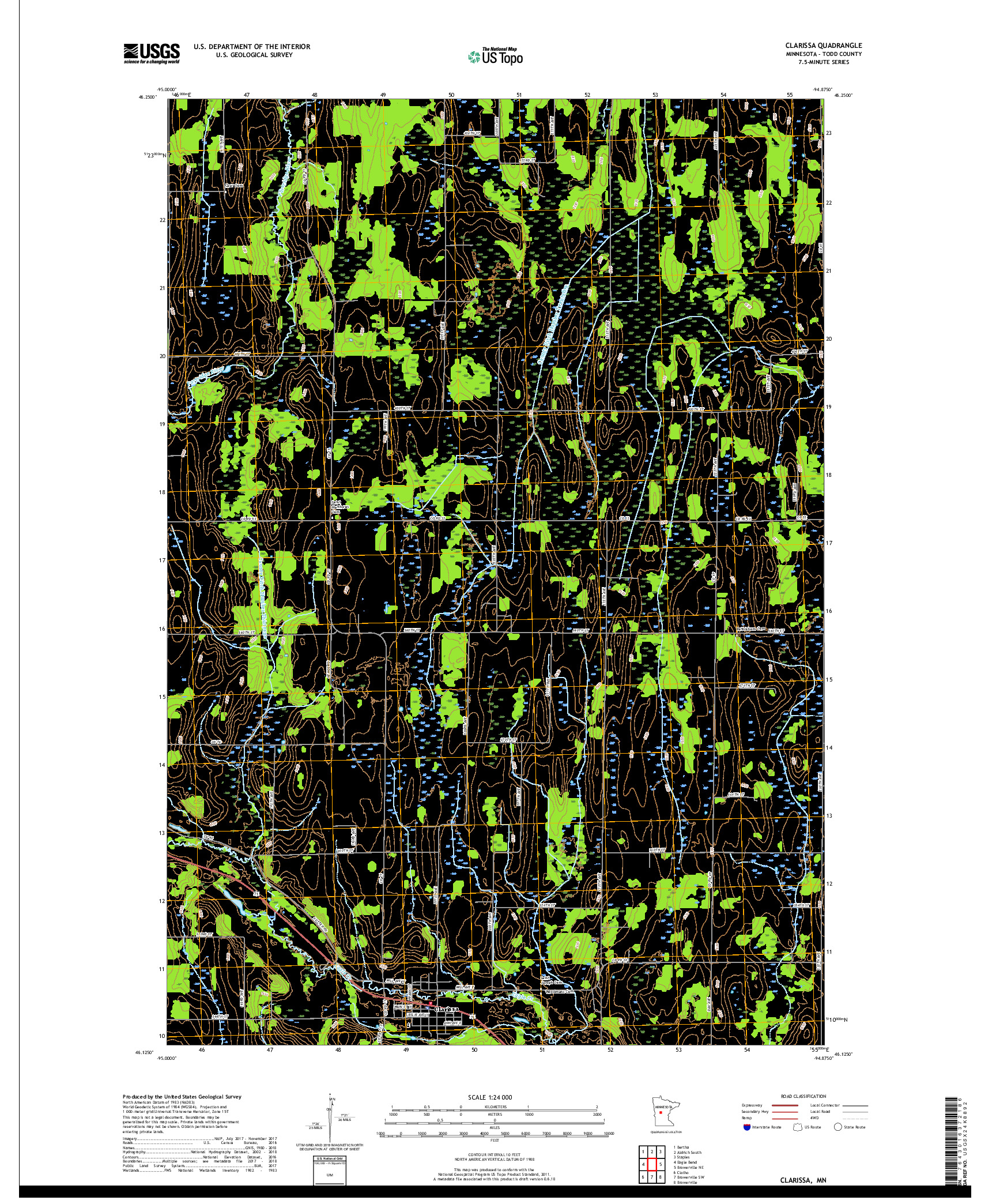 USGS US TOPO 7.5-MINUTE MAP FOR CLARISSA, MN 2019