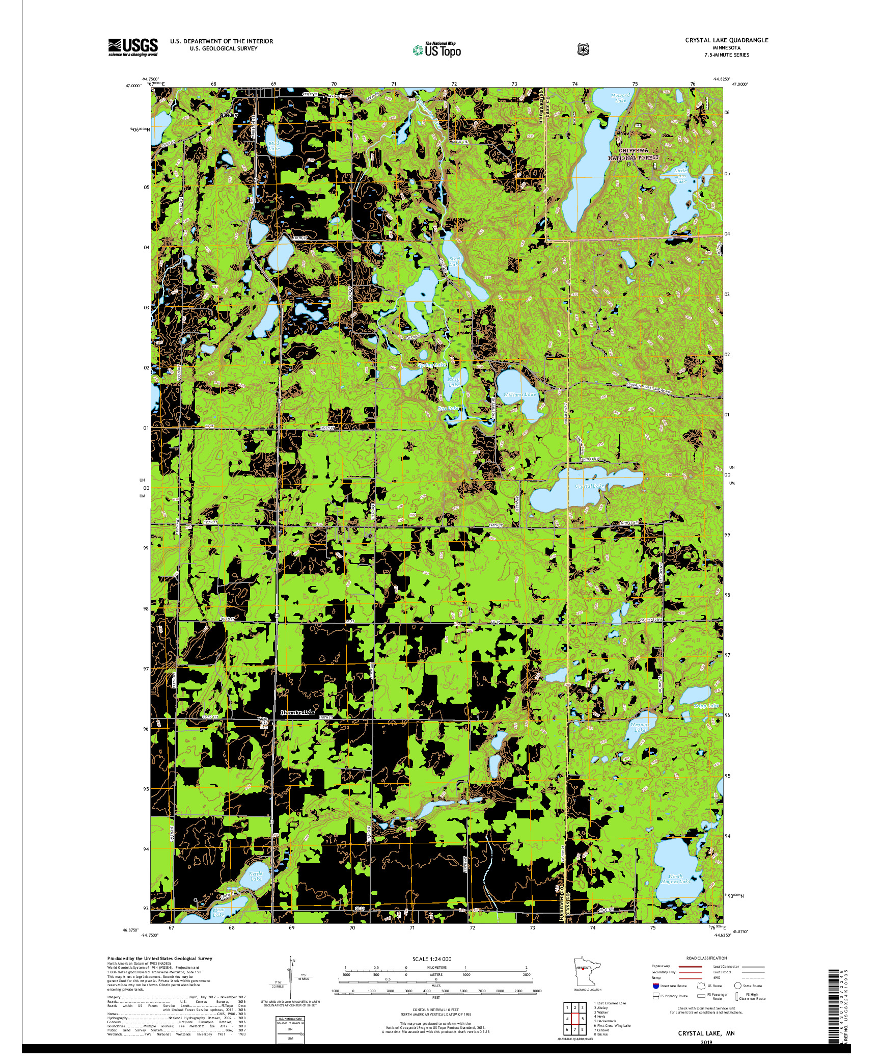 USGS US TOPO 7.5-MINUTE MAP FOR CRYSTAL LAKE, MN 2019