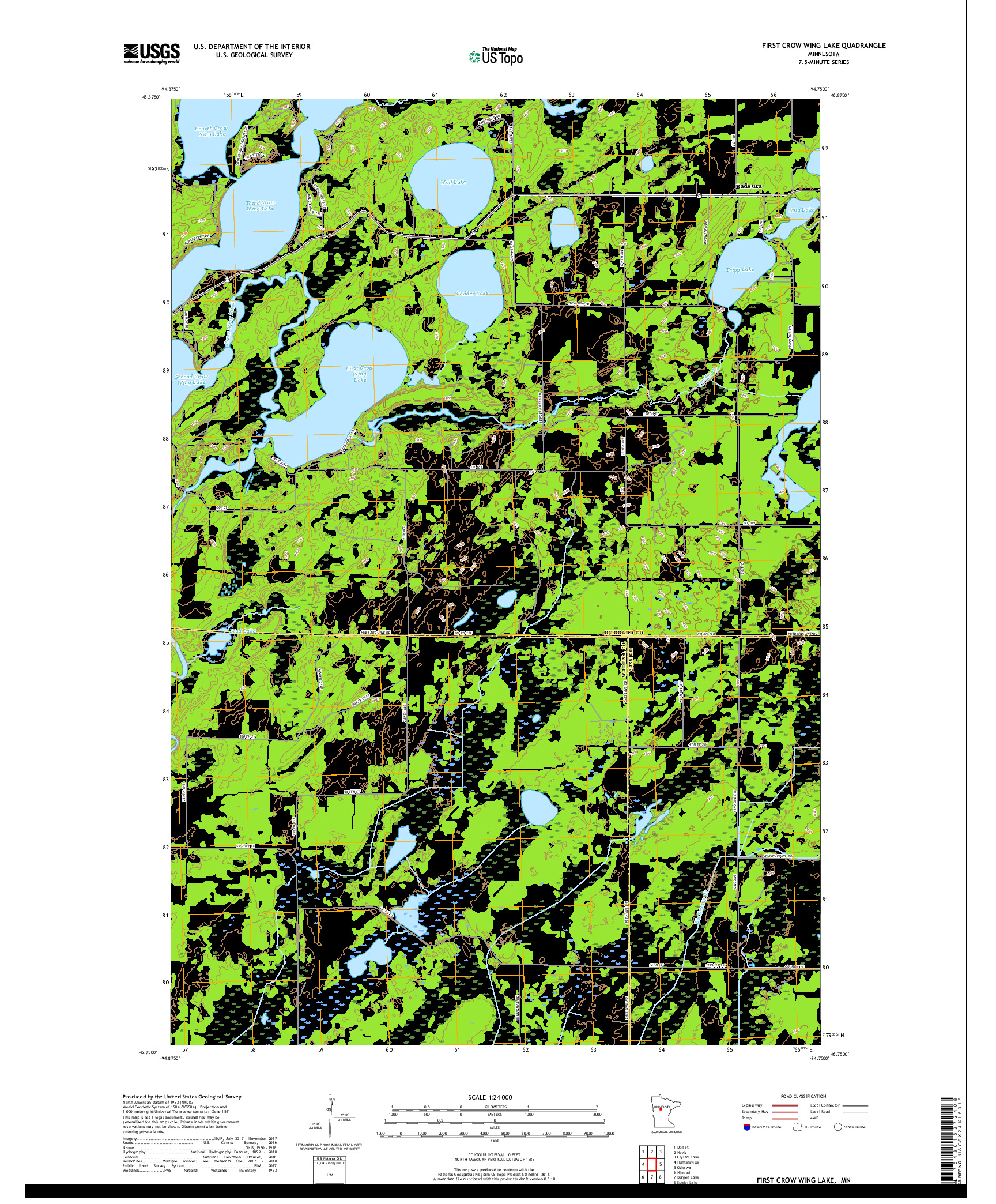 USGS US TOPO 7.5-MINUTE MAP FOR FIRST CROW WING LAKE, MN 2019