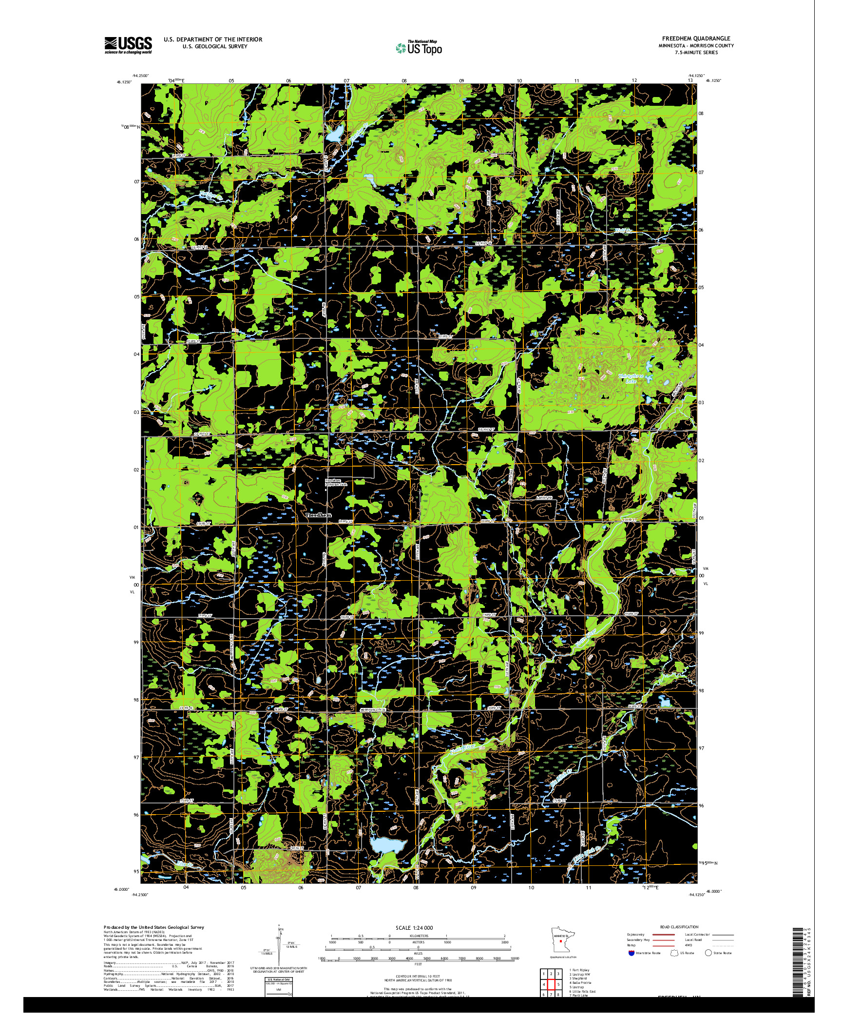 USGS US TOPO 7.5-MINUTE MAP FOR FREEDHEM, MN 2019