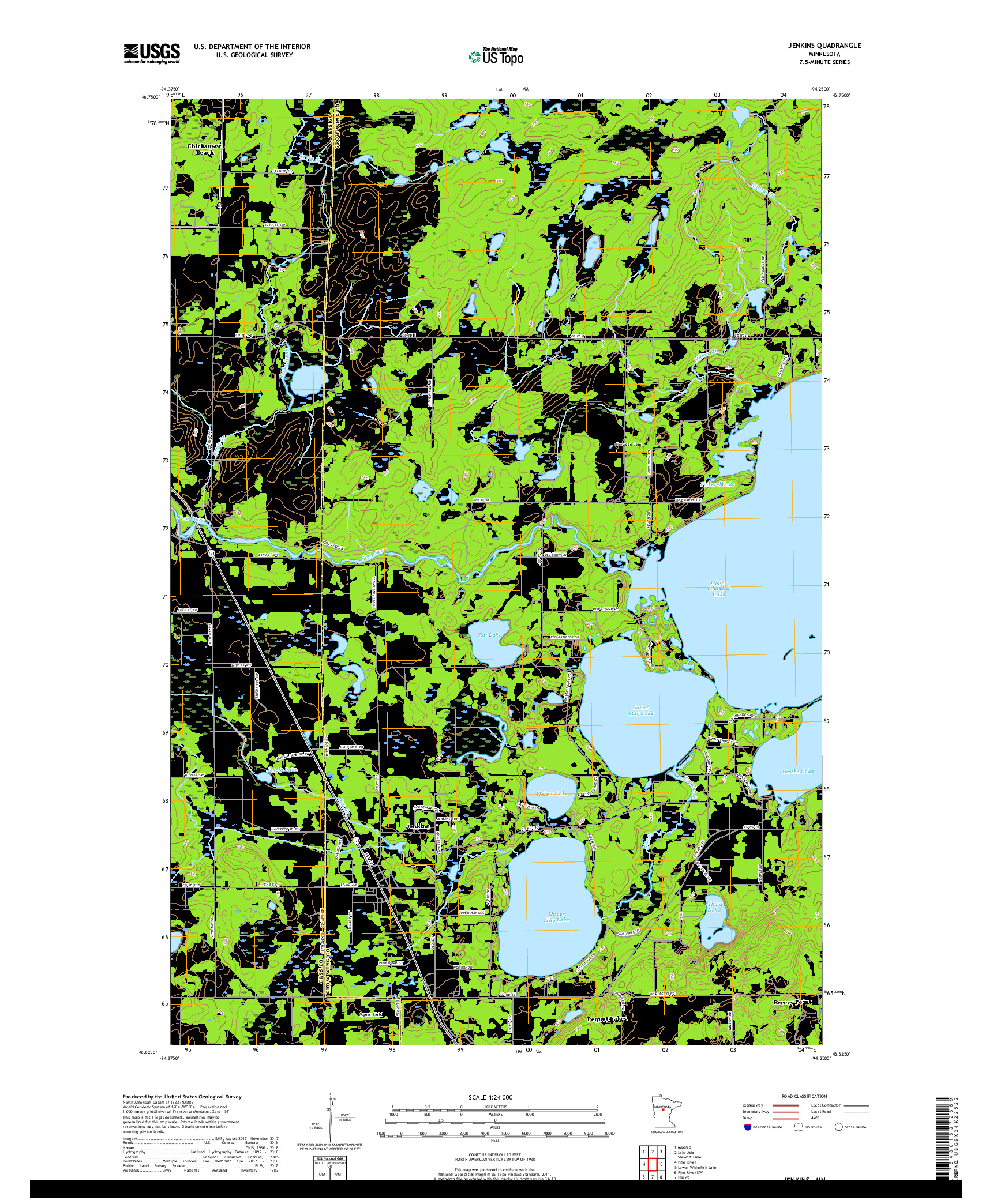 USGS US TOPO 7.5-MINUTE MAP FOR JENKINS, MN 2019