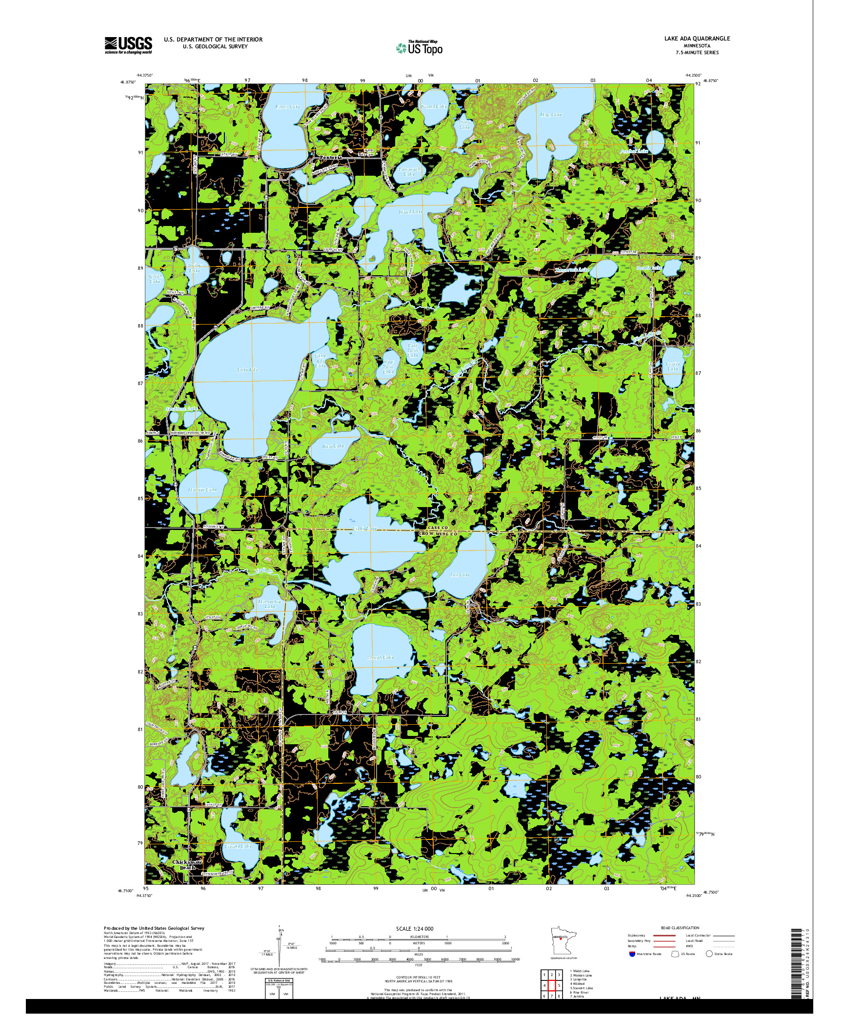 USGS US TOPO 7.5-MINUTE MAP FOR LAKE ADA, MN 2019