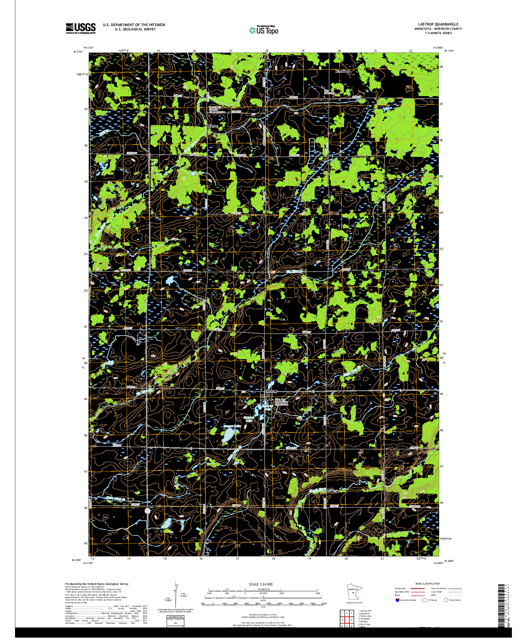 USGS US TOPO 7.5-MINUTE MAP FOR LASTRUP, MN 2019