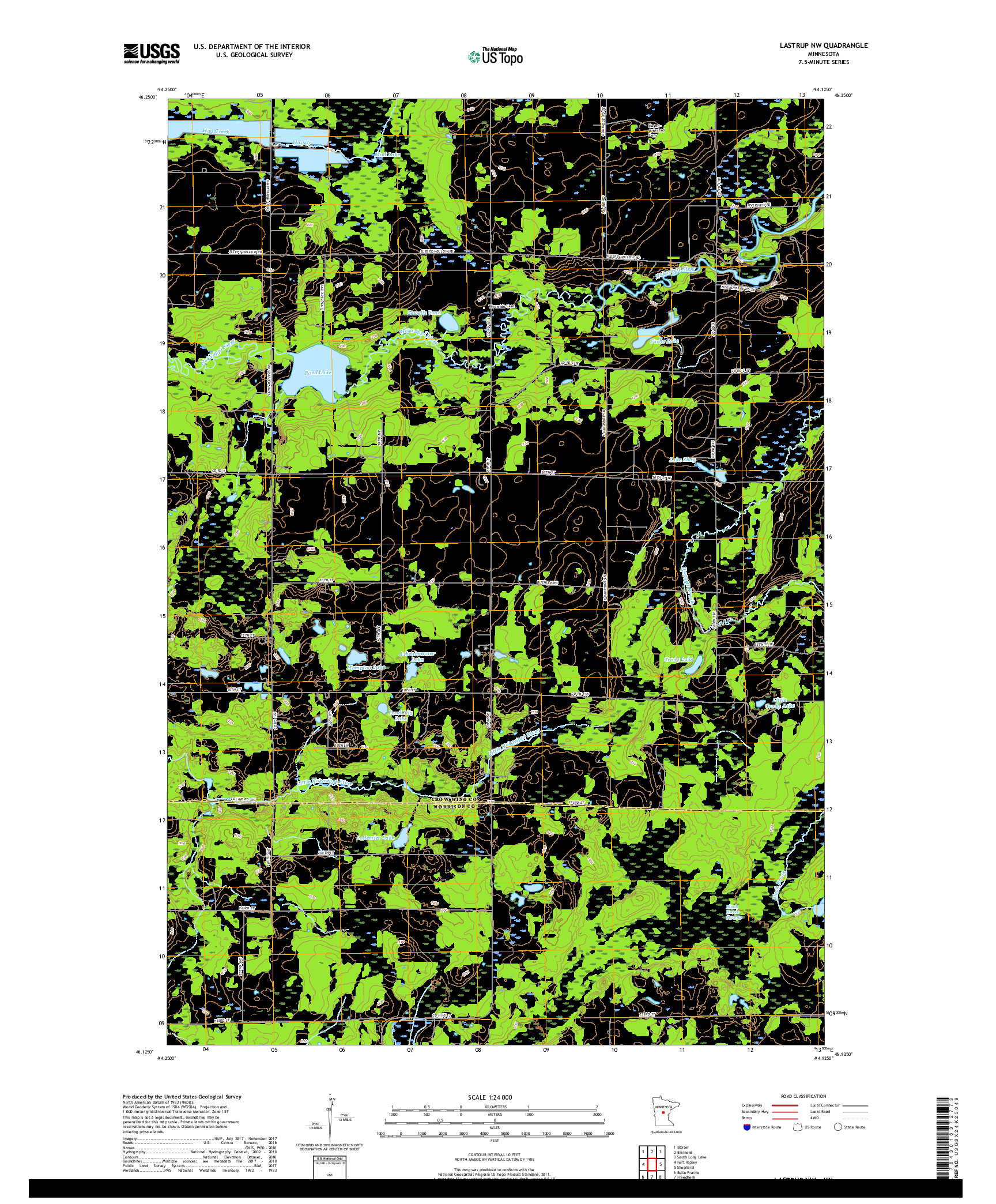 USGS US TOPO 7.5-MINUTE MAP FOR LASTRUP NW, MN 2019