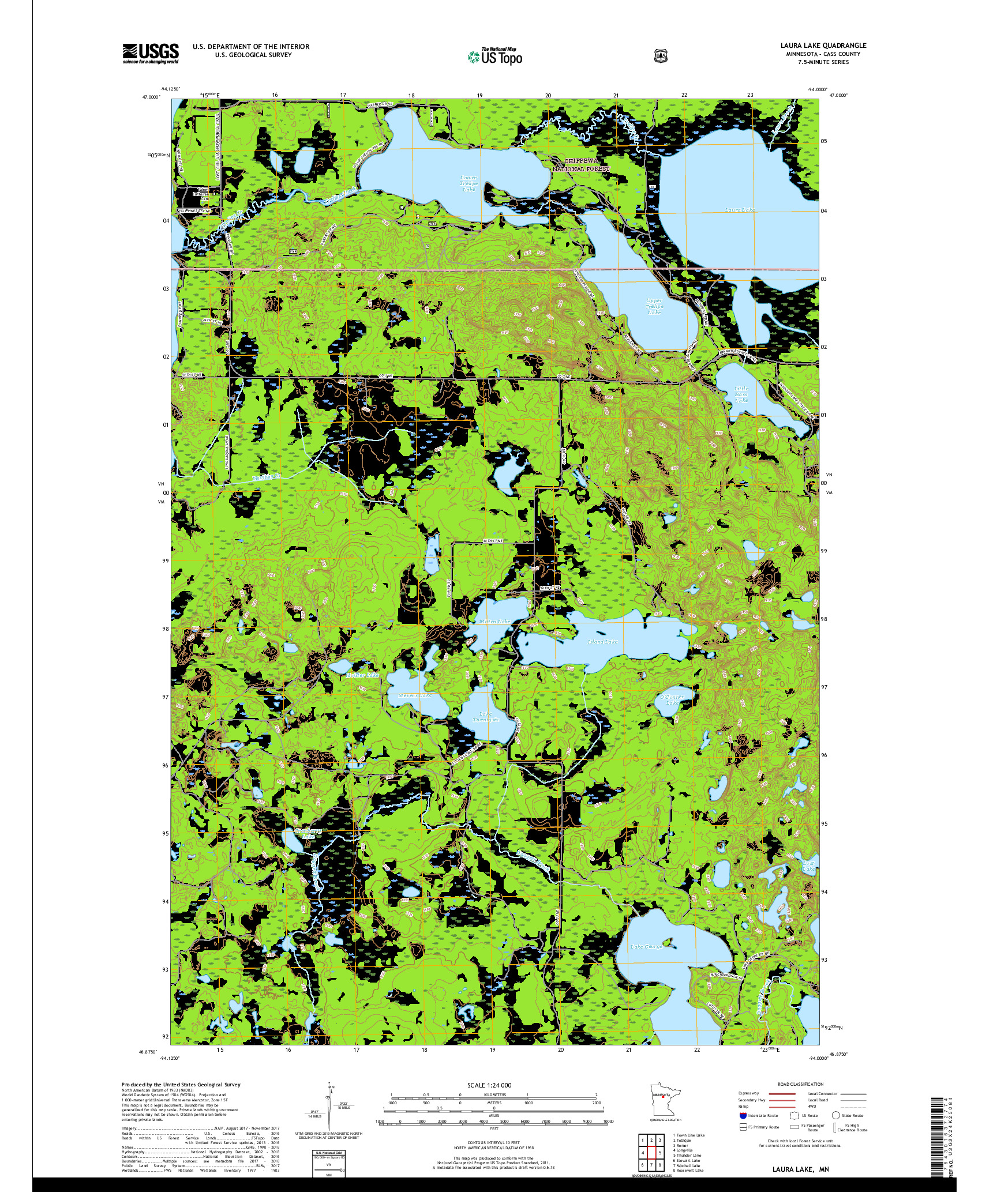 USGS US TOPO 7.5-MINUTE MAP FOR LAURA LAKE, MN 2019