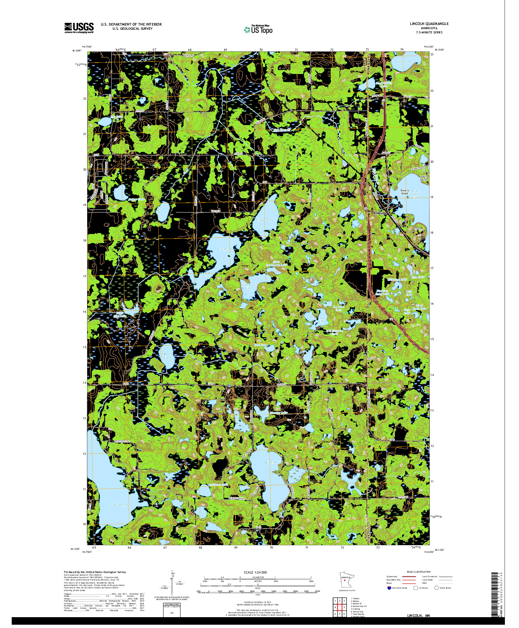 USGS US TOPO 7.5-MINUTE MAP FOR LINCOLN, MN 2019