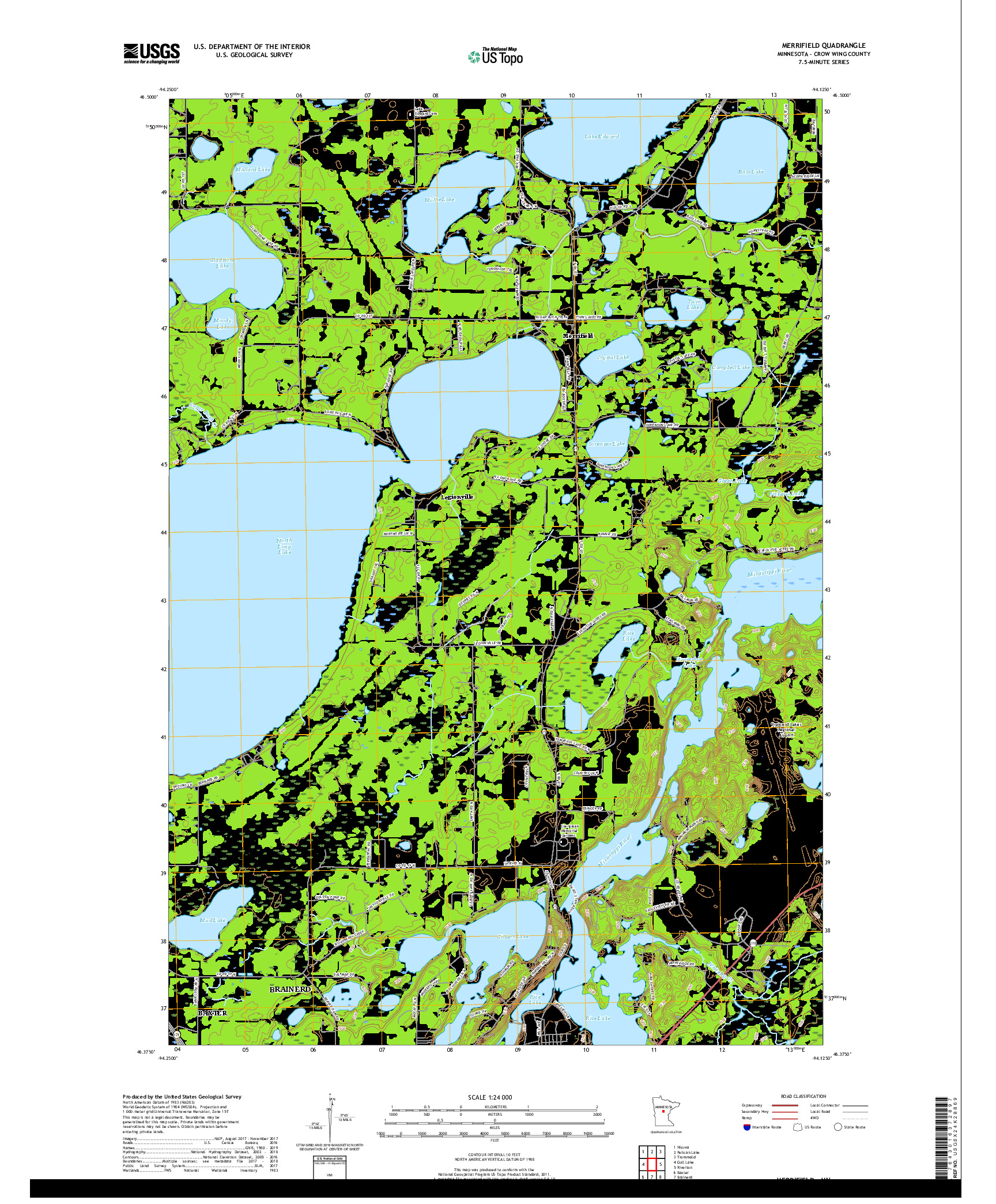 USGS US TOPO 7.5-MINUTE MAP FOR MERRIFIELD, MN 2019