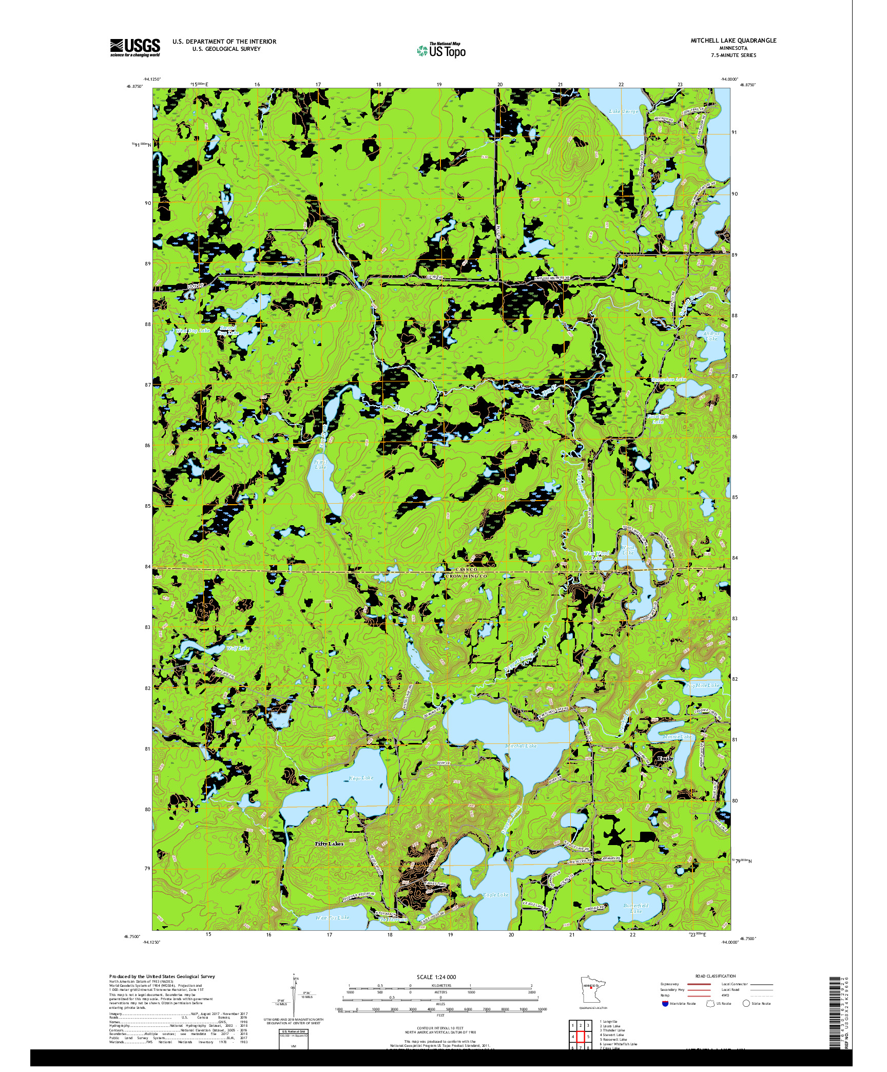 USGS US TOPO 7.5-MINUTE MAP FOR MITCHELL LAKE, MN 2019