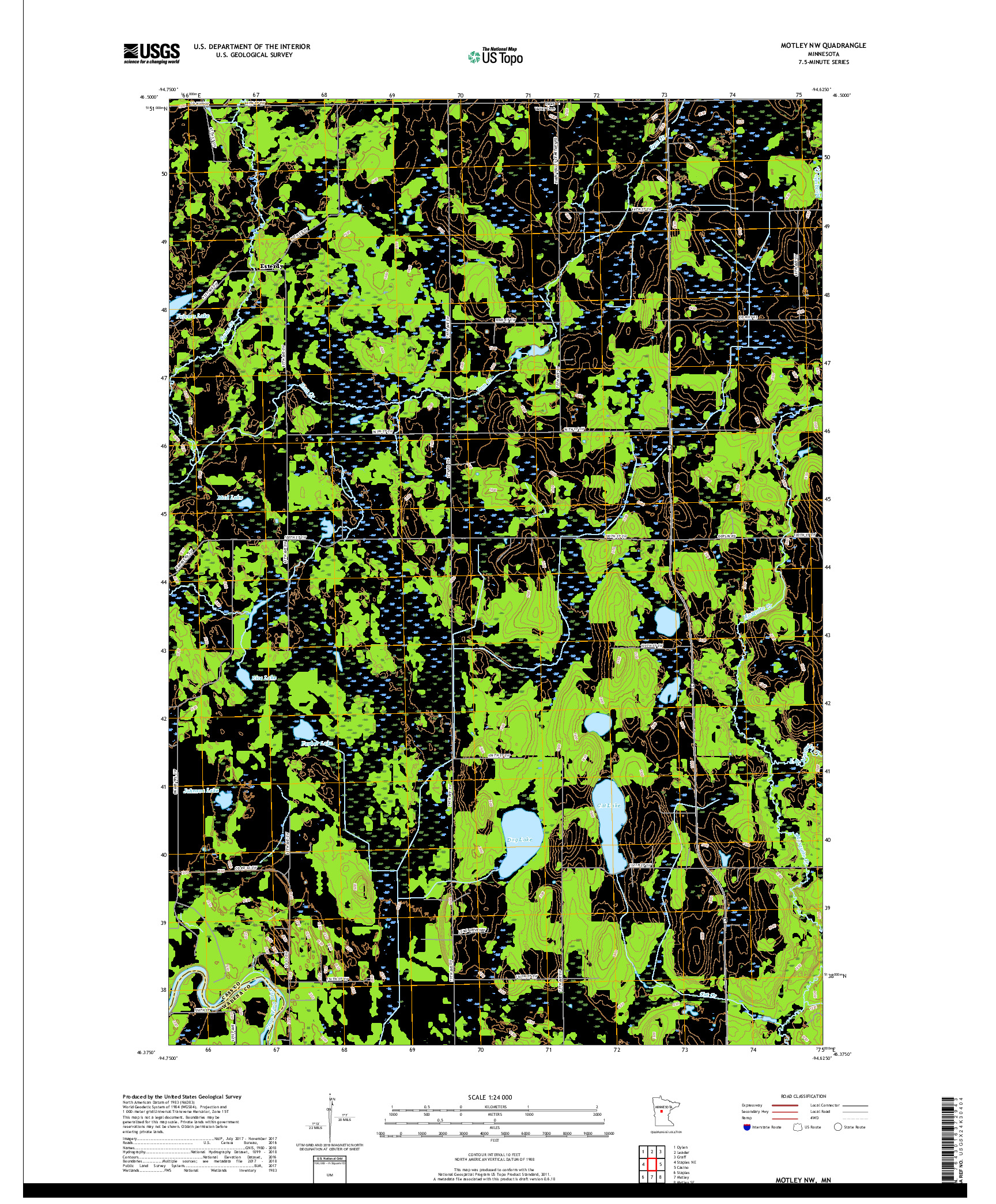 USGS US TOPO 7.5-MINUTE MAP FOR MOTLEY NW, MN 2019