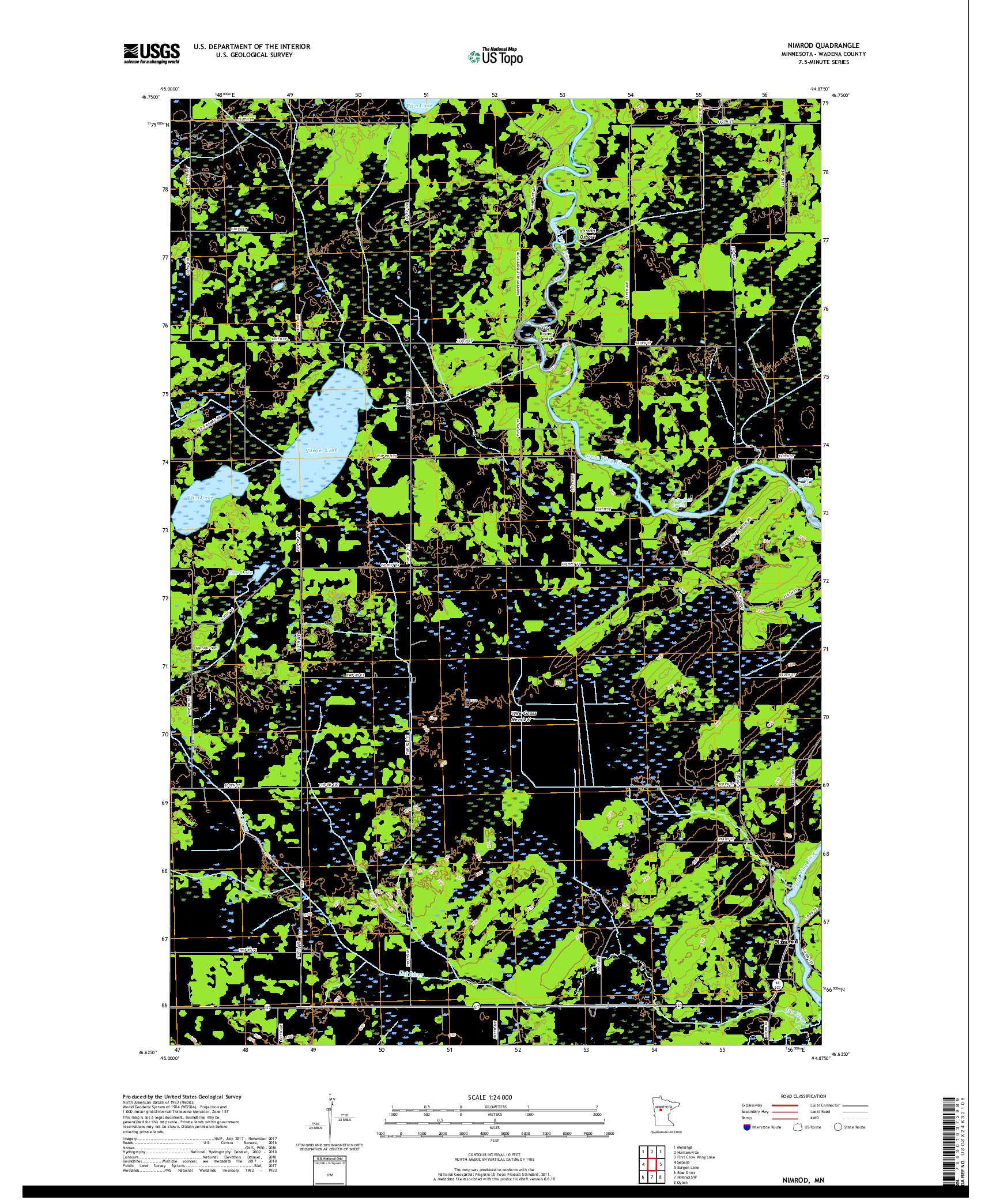 USGS US TOPO 7.5-MINUTE MAP FOR NIMROD, MN 2019