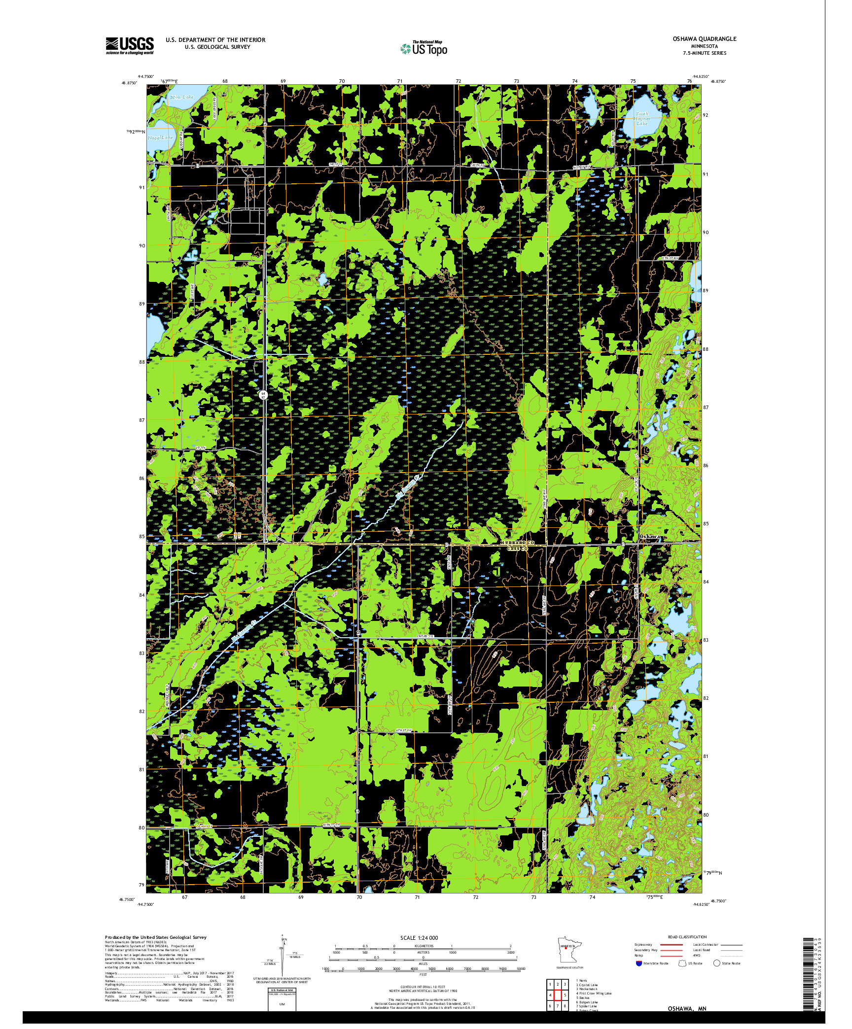 USGS US TOPO 7.5-MINUTE MAP FOR OSHAWA, MN 2019